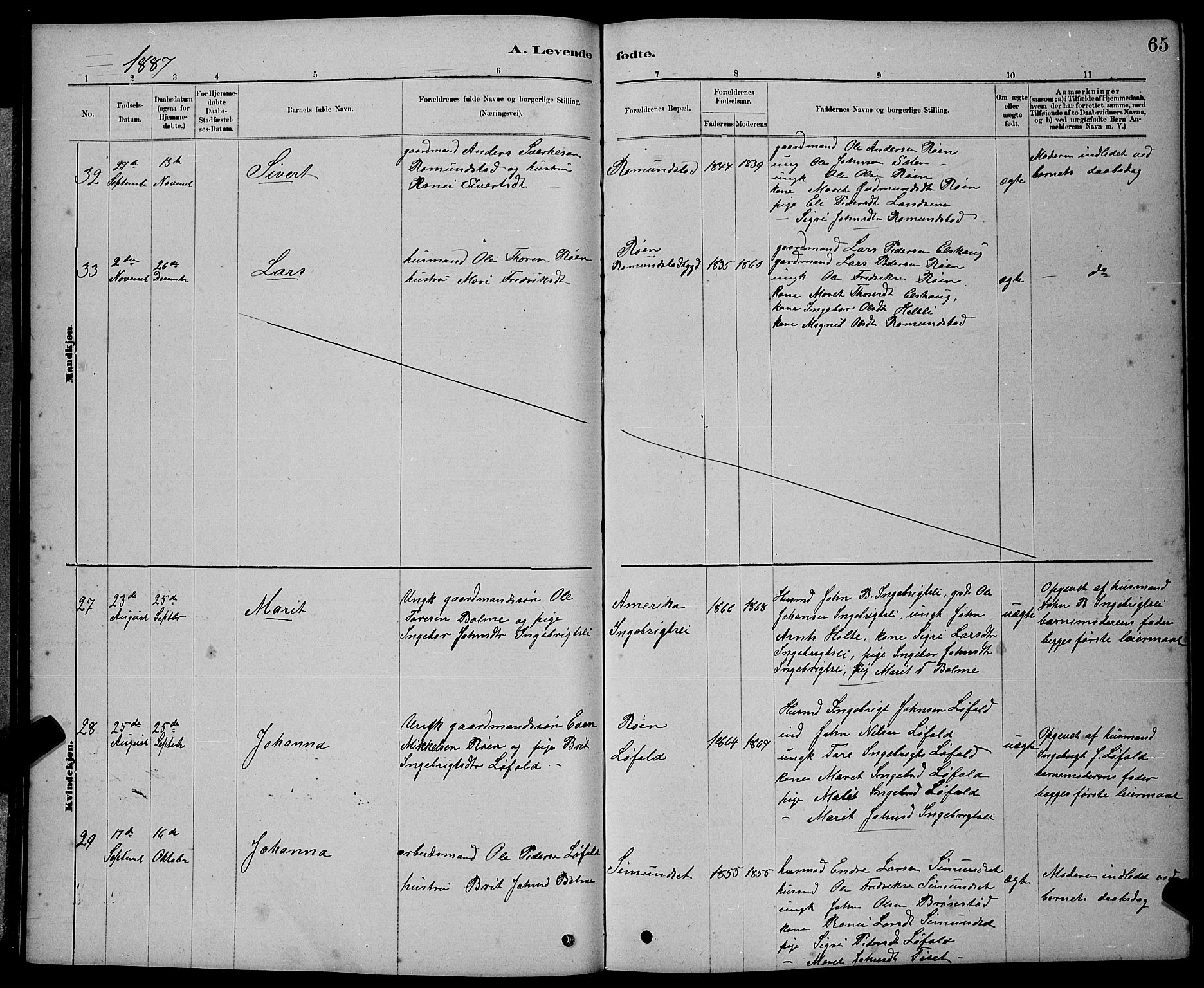 Ministerialprotokoller, klokkerbøker og fødselsregistre - Møre og Romsdal, AV/SAT-A-1454/598/L1077: Klokkerbok nr. 598C02, 1879-1891, s. 65