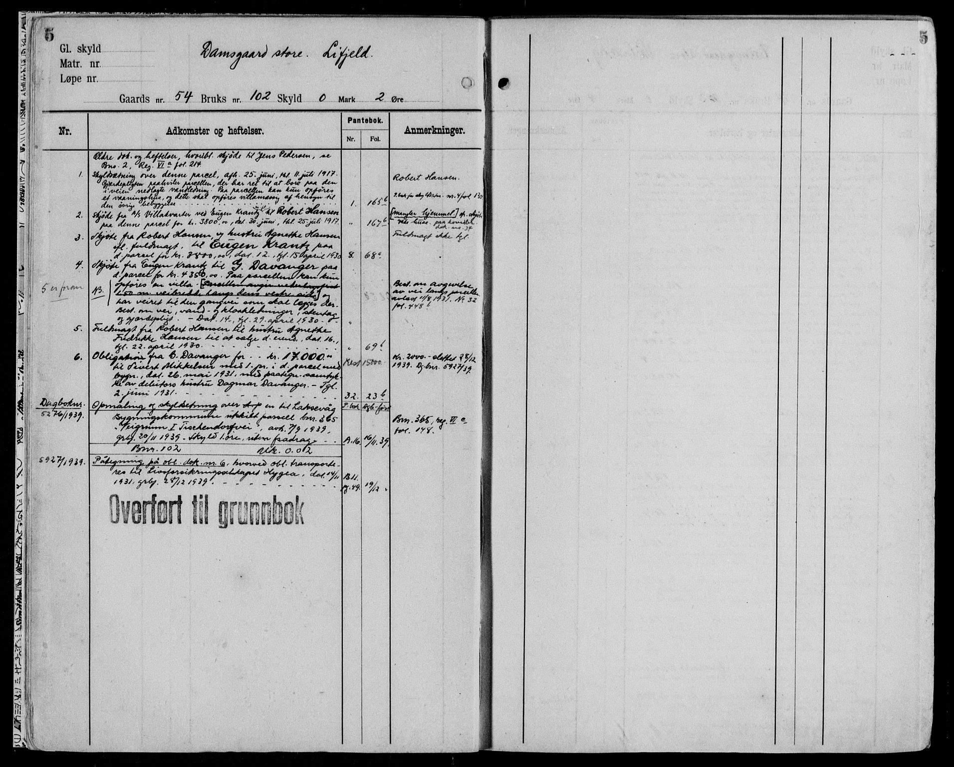 Midhordland sorenskriveri, AV/SAB-A-3001/1/G/Ga/Gab/L0115: Panteregister nr. II.A.b.115, s. 5