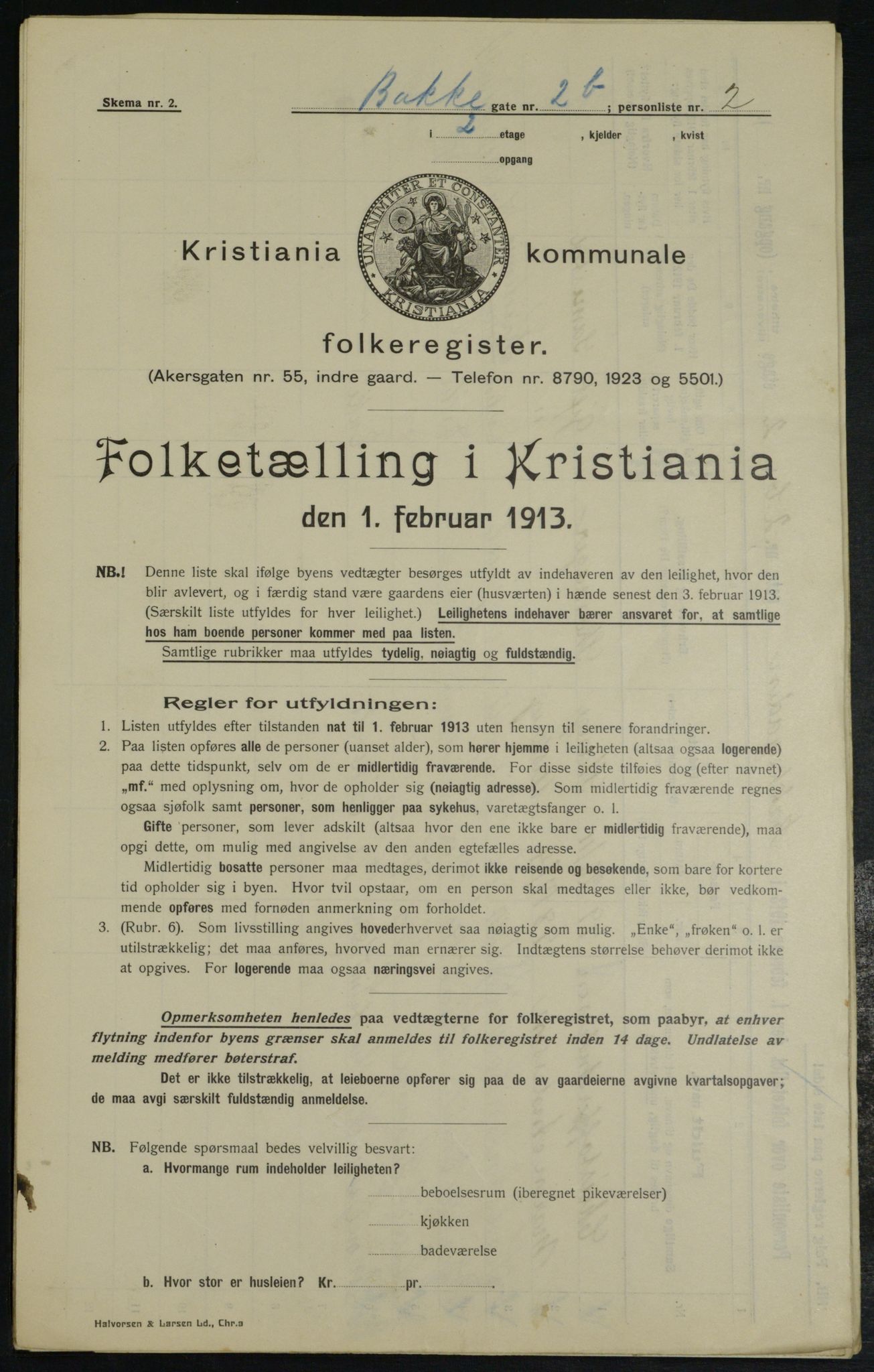 OBA, Kommunal folketelling 1.2.1913 for Kristiania, 1913, s. 2516