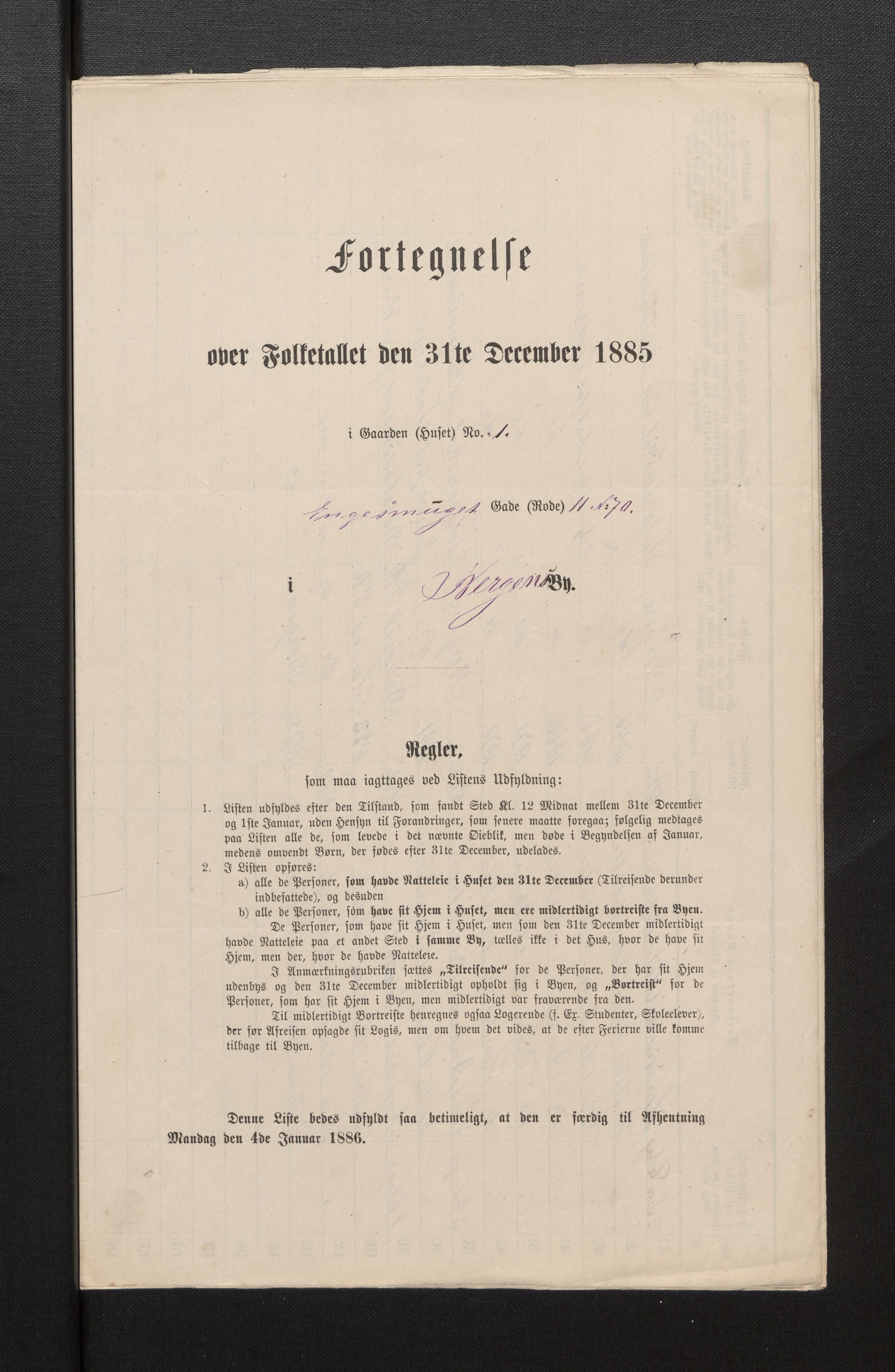 SAB, Folketelling 1885 for 1301 Bergen kjøpstad, 1885, s. 1158