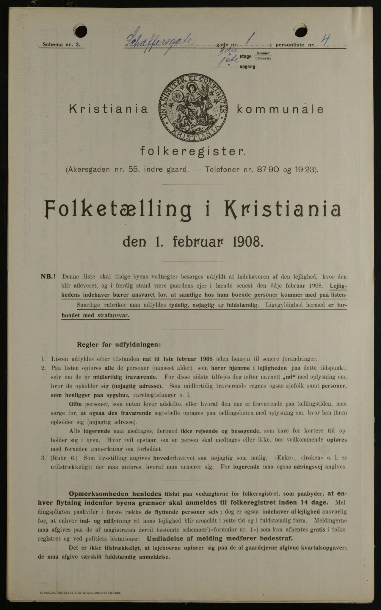 OBA, Kommunal folketelling 1.2.1908 for Kristiania kjøpstad, 1908, s. 83673