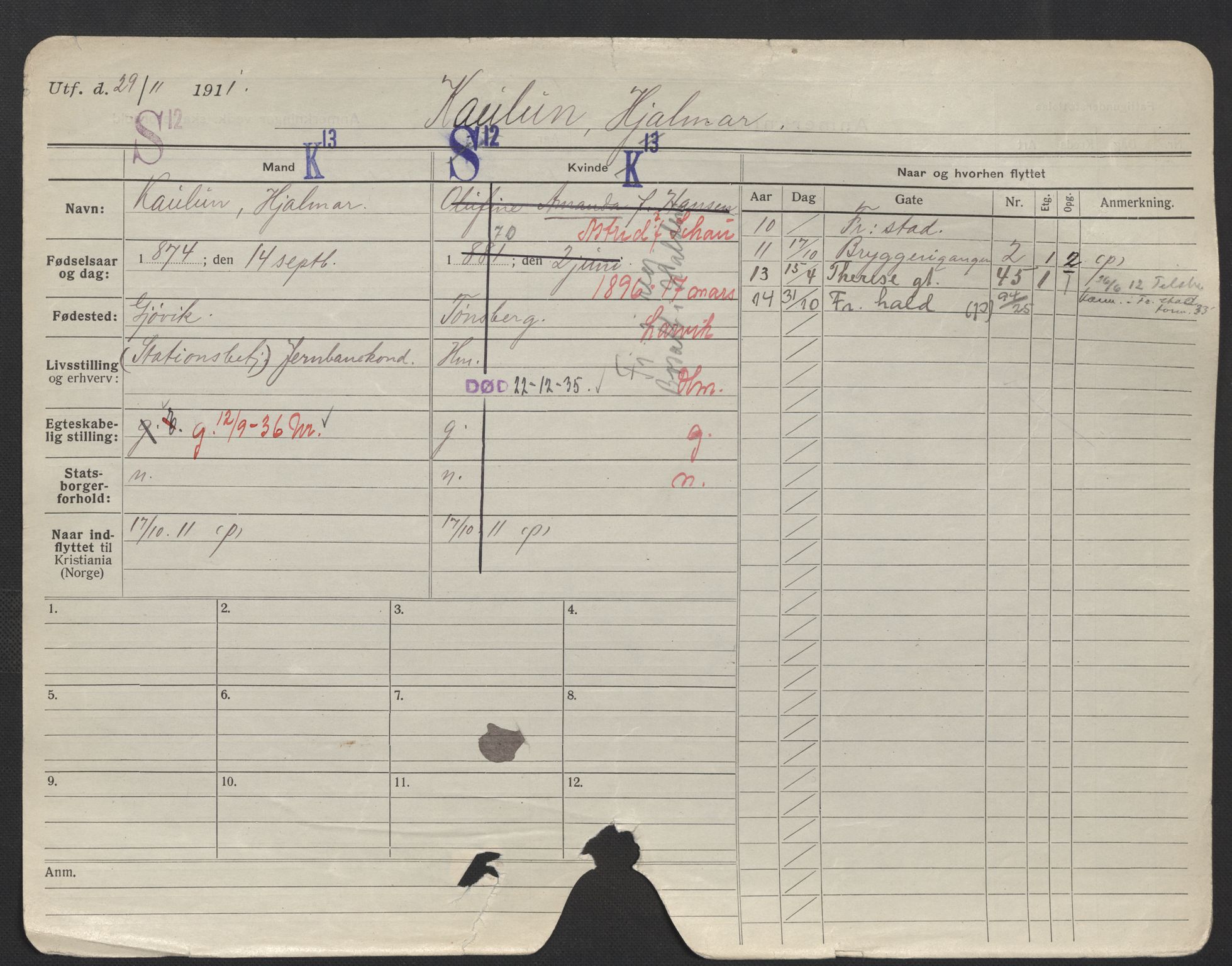 Oslo folkeregister, Registerkort, AV/SAO-A-11715/F/Fa/Fac/L0006: Menn, 1906-1914, s. 177a