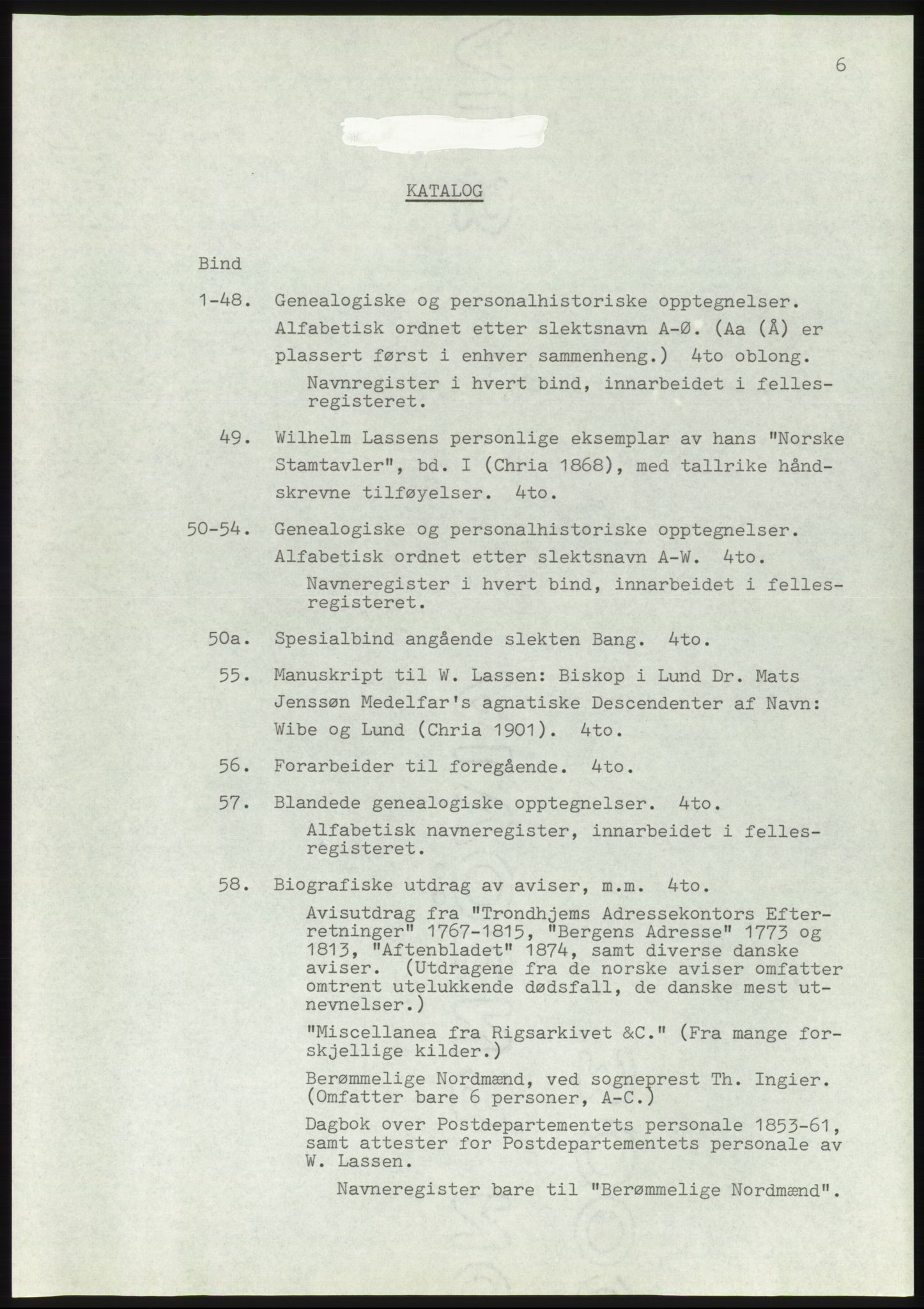 Lassens samlinger, RA/PA-0051, s. 6