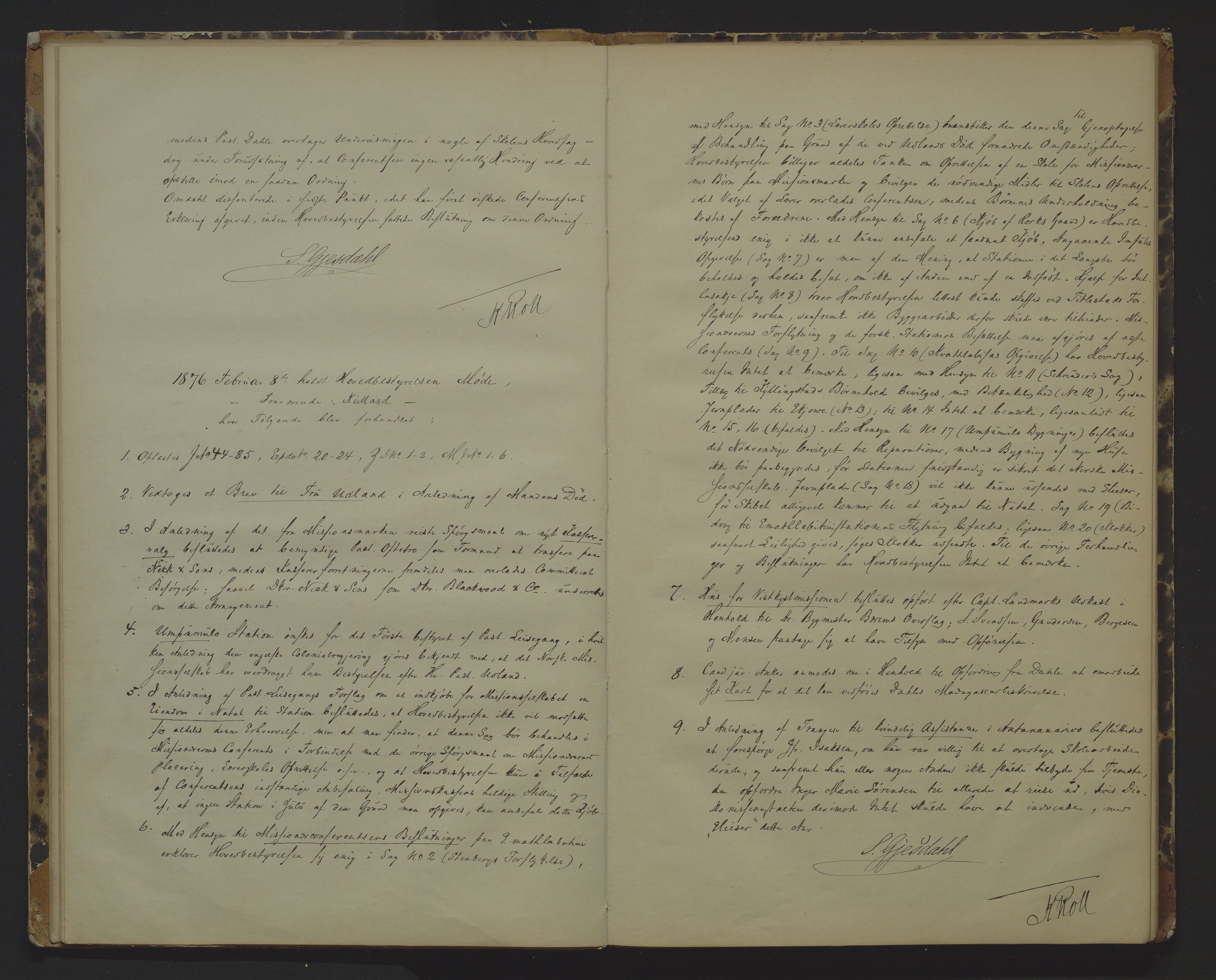 Det Norske Misjonsselskap - hovedadministrasjonen, VID/MA-A-1045/D/Da/Daa/L0009: Styreprotokoll nr. IV, 25. januar 1875 - 9. februar 1881, 1875-1881