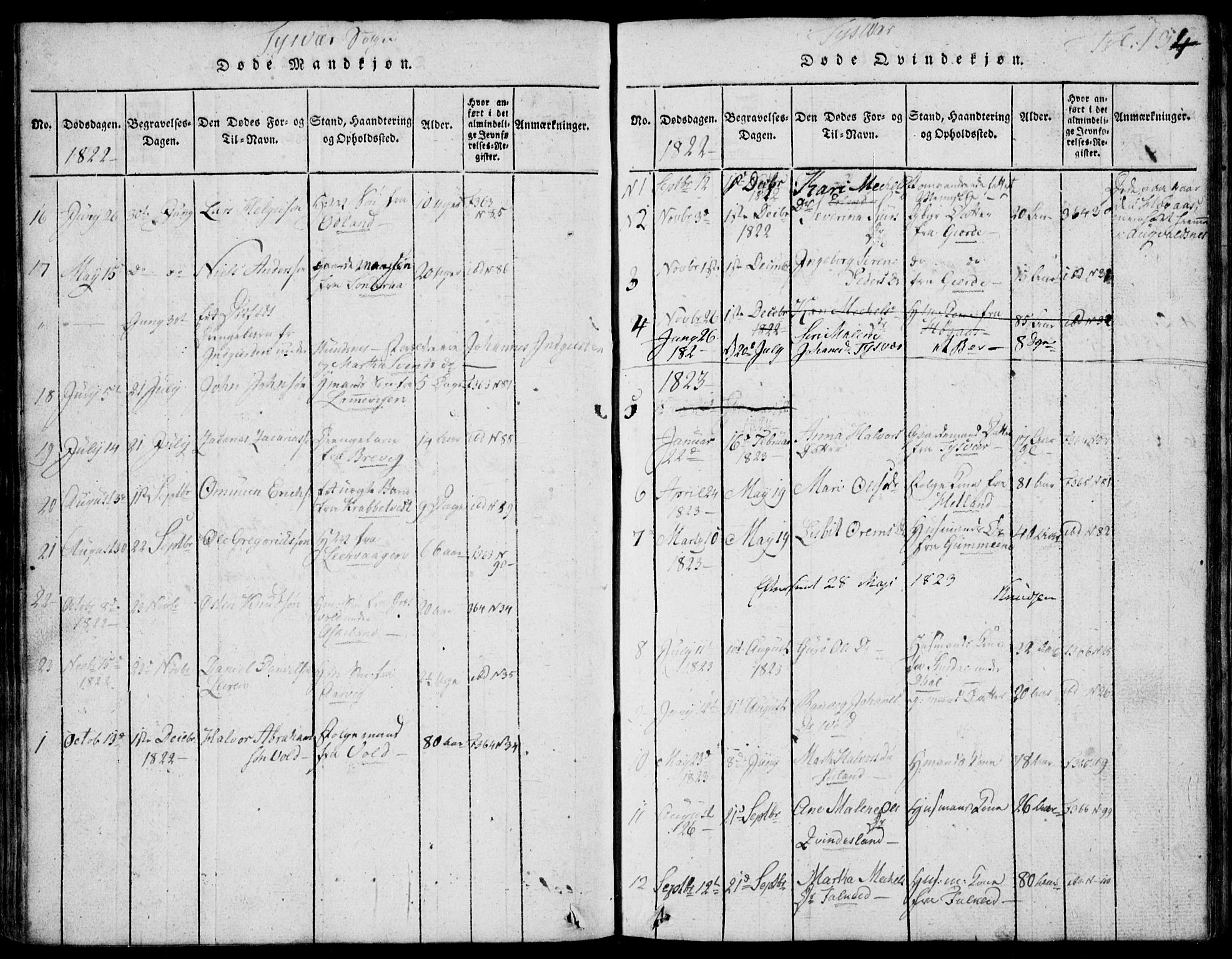 Skjold sokneprestkontor, SAST/A-101847/H/Ha/Hab/L0002: Klokkerbok nr. B 2 /1, 1815-1830, s. 134