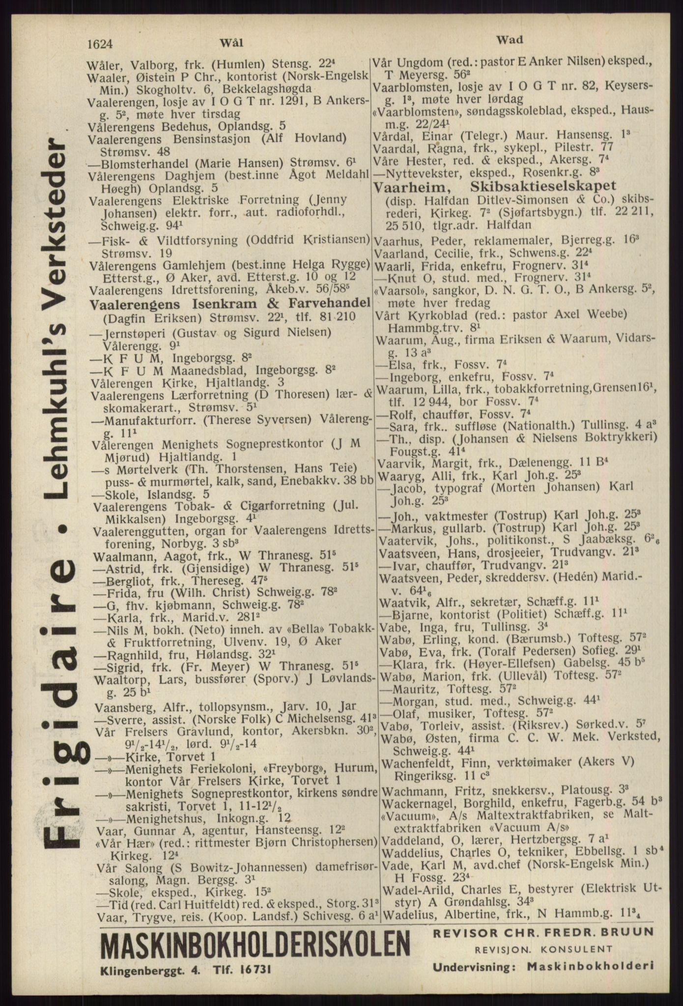 Kristiania/Oslo adressebok, PUBL/-, 1939, s. 1624