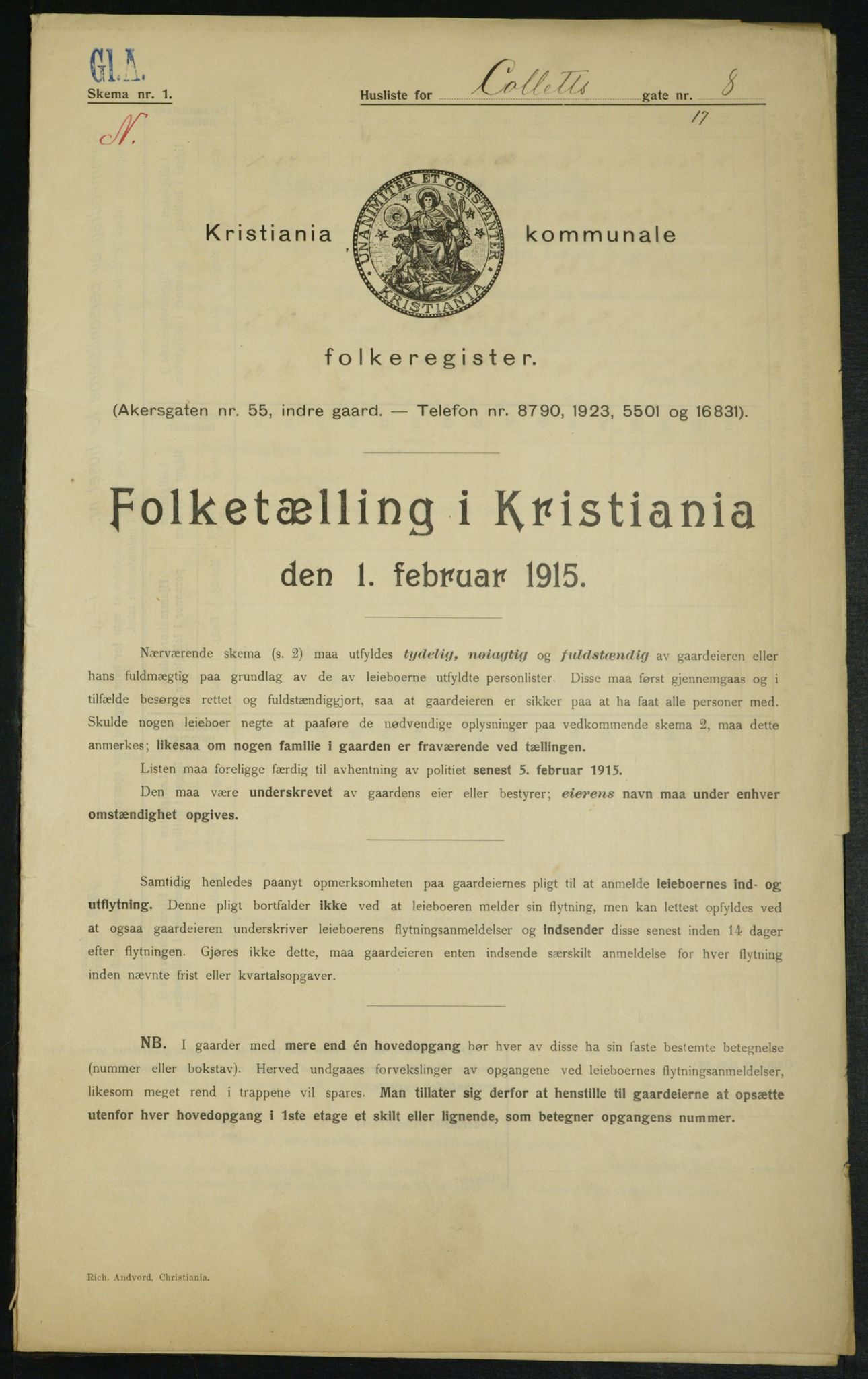 OBA, Kommunal folketelling 1.2.1915 for Kristiania, 1915, s. 13066