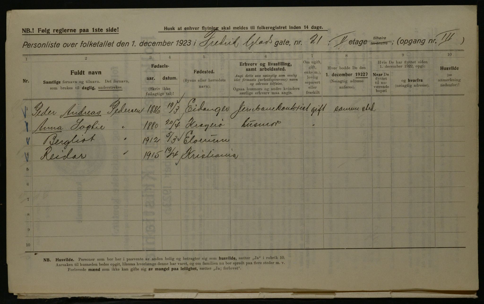 OBA, Kommunal folketelling 1.12.1923 for Kristiania, 1923, s. 29713