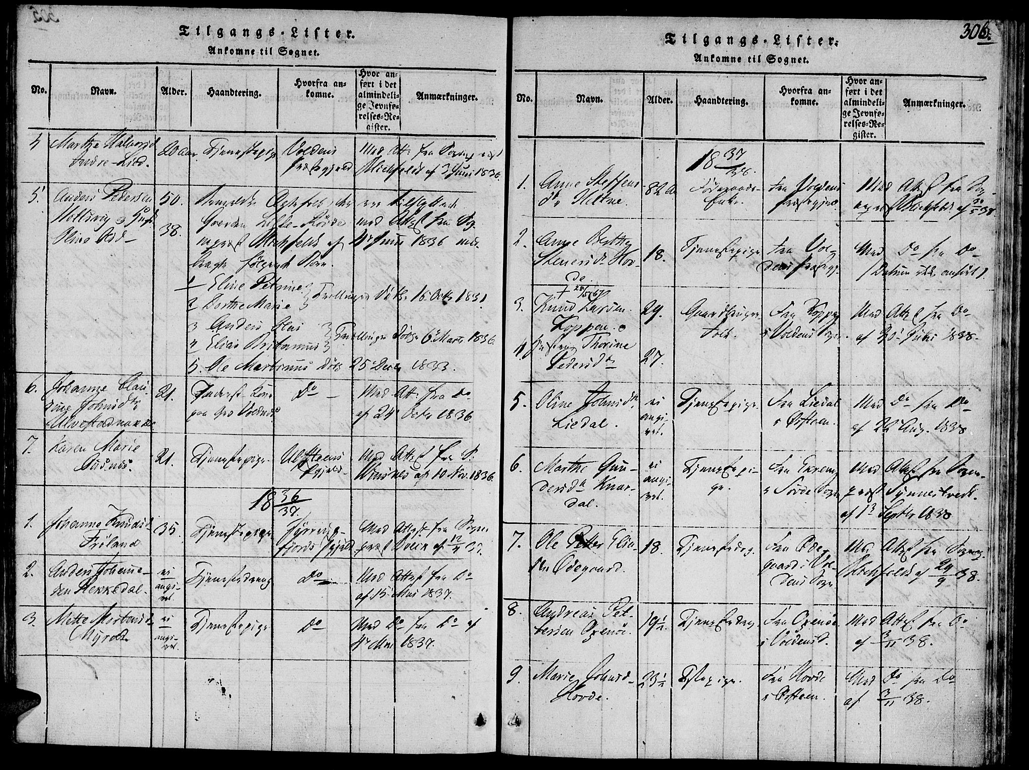 Ministerialprotokoller, klokkerbøker og fødselsregistre - Møre og Romsdal, AV/SAT-A-1454/504/L0054: Ministerialbok nr. 504A01, 1816-1861, s. 306