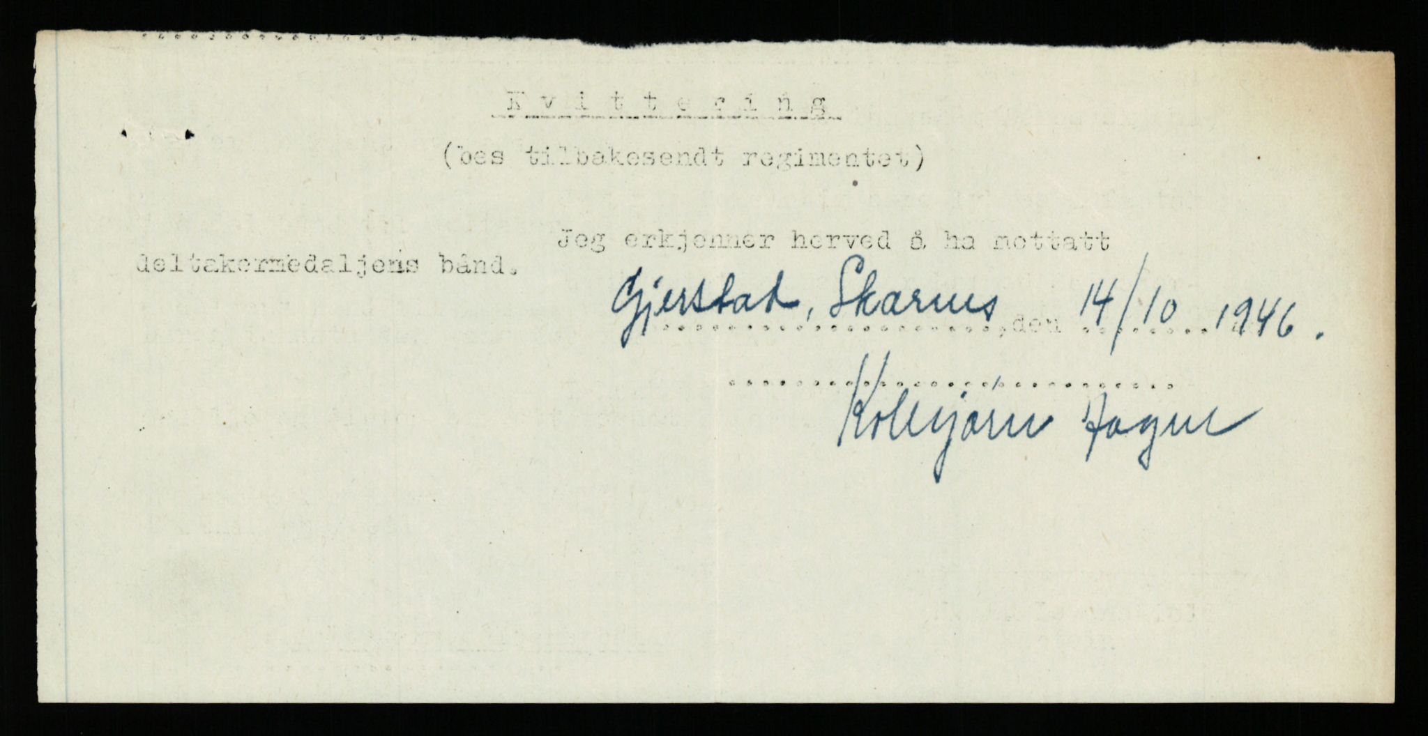 Forsvaret, Jegerkorpset - Akershus infantriregiment nr. 4, AV/RA-RAFA-2947/D/Dd/L0055: DELTAKERMEDALJEN 2. VERDENSKRIG BOKS 3 H-M, 1945-1950, s. 24