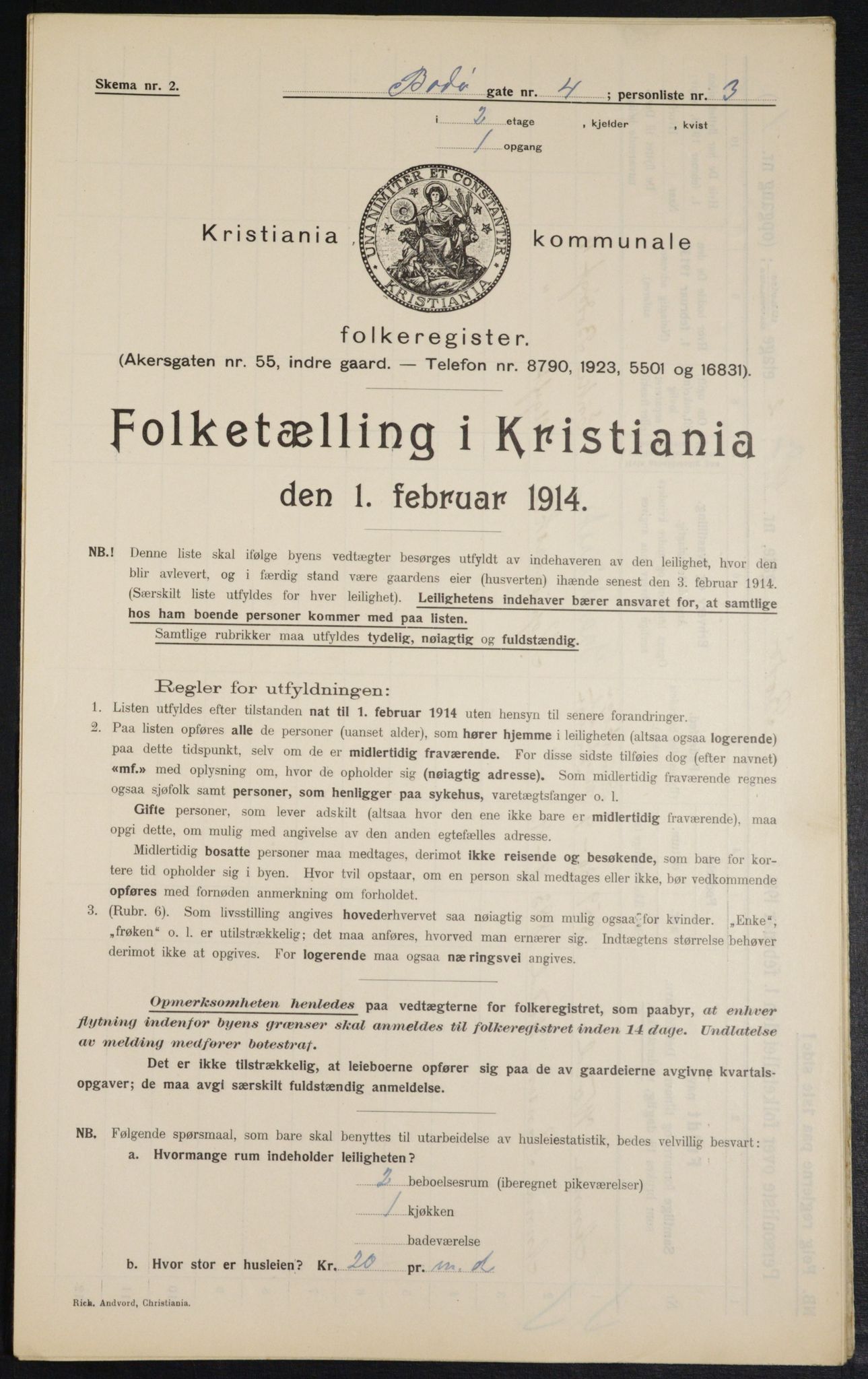 OBA, Kommunal folketelling 1.2.1914 for Kristiania, 1914, s. 6708