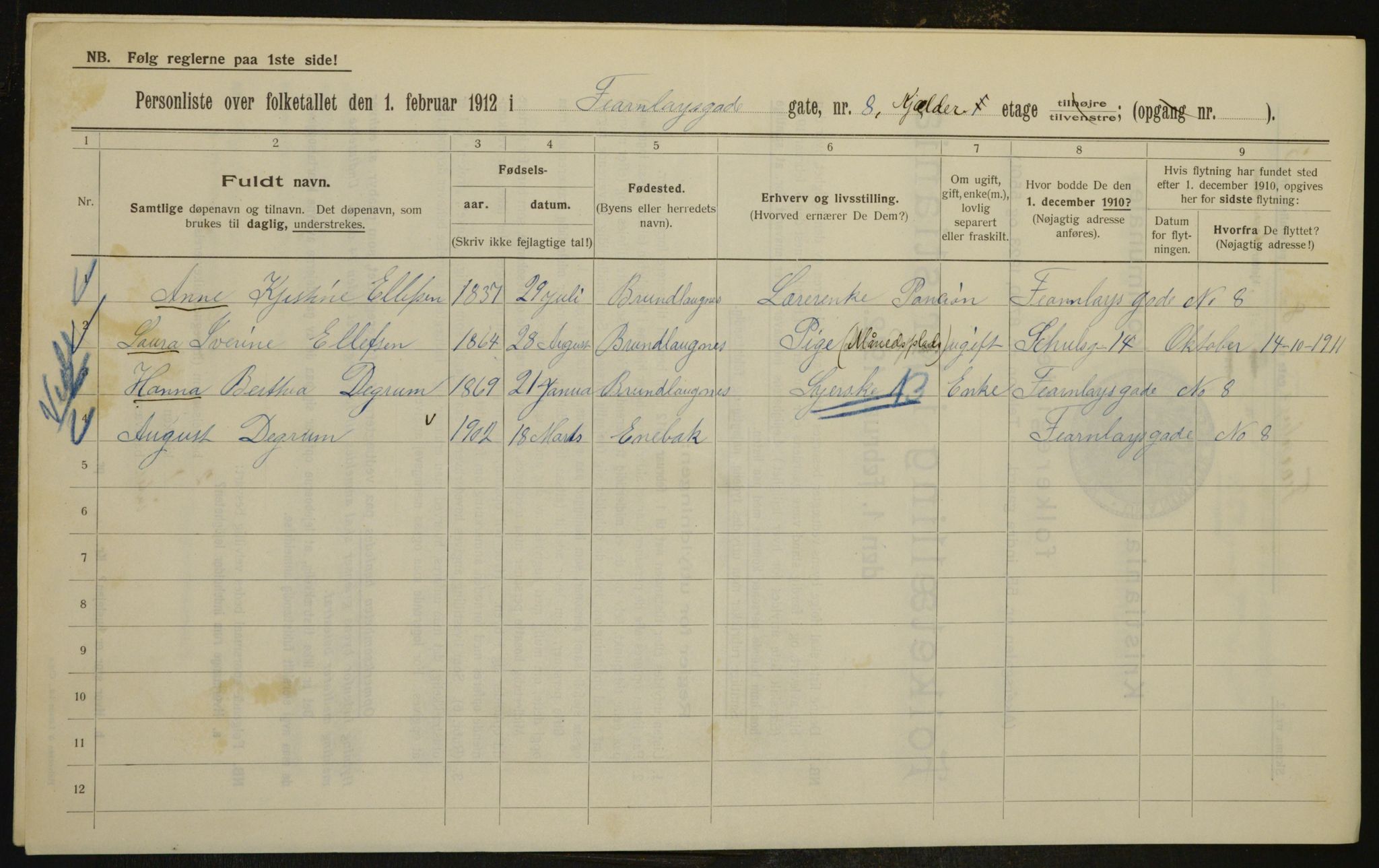 OBA, Kommunal folketelling 1.2.1912 for Kristiania, 1912, s. 23948