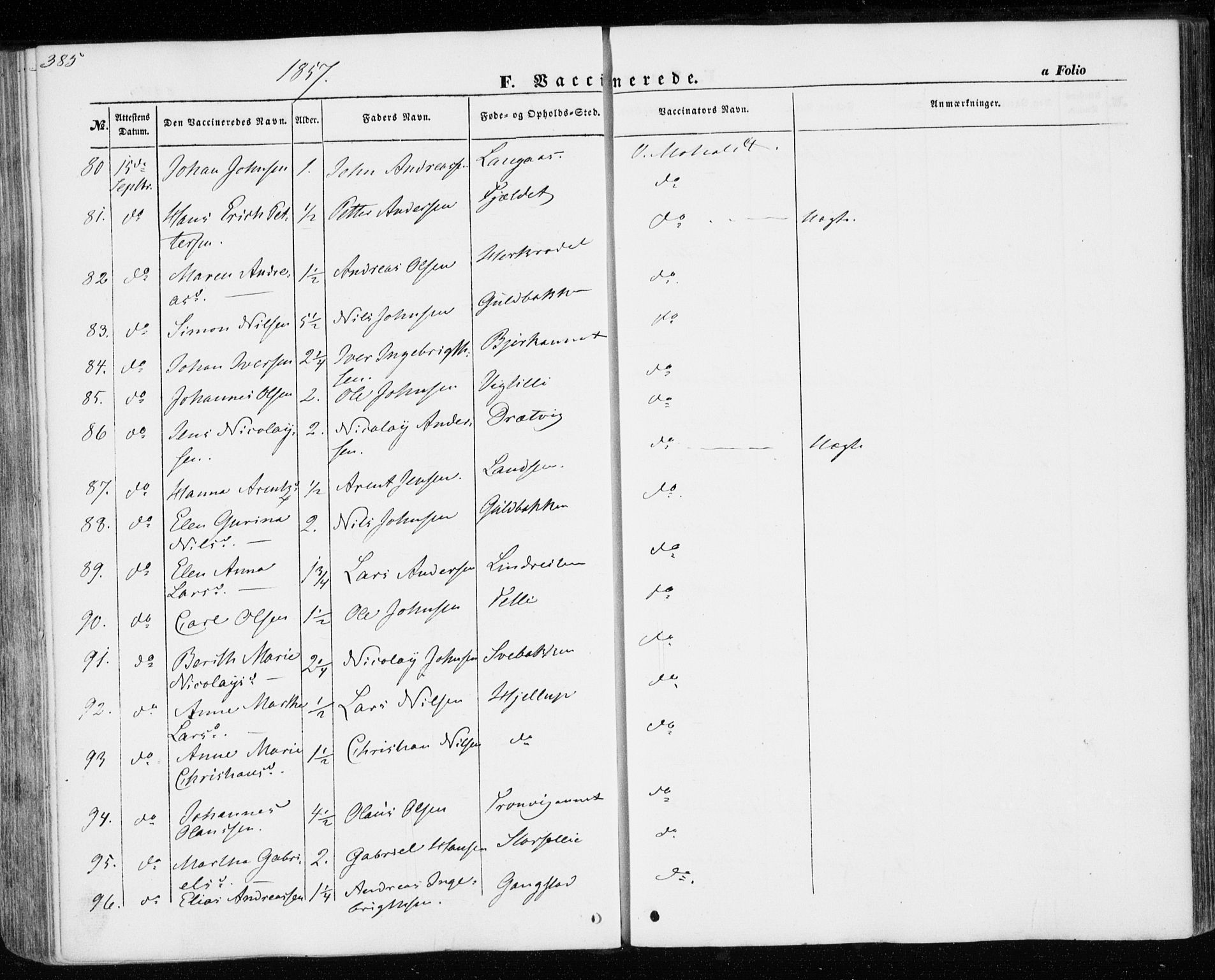 Ministerialprotokoller, klokkerbøker og fødselsregistre - Nord-Trøndelag, AV/SAT-A-1458/701/L0008: Ministerialbok nr. 701A08 /1, 1854-1863, s. 385