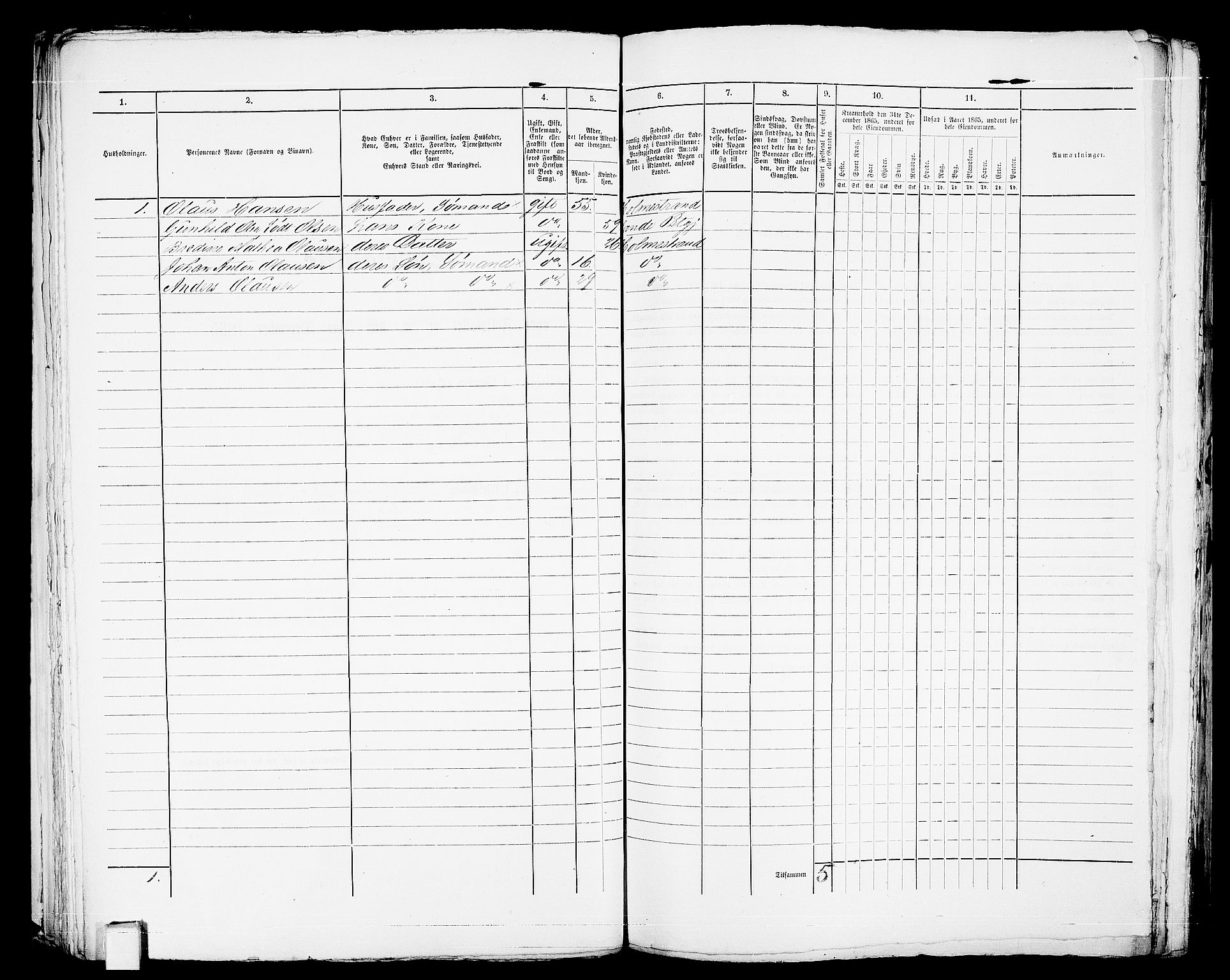 RA, Folketelling 1865 for 0702B Botne prestegjeld, Holmestrand kjøpstad, 1865, s. 132