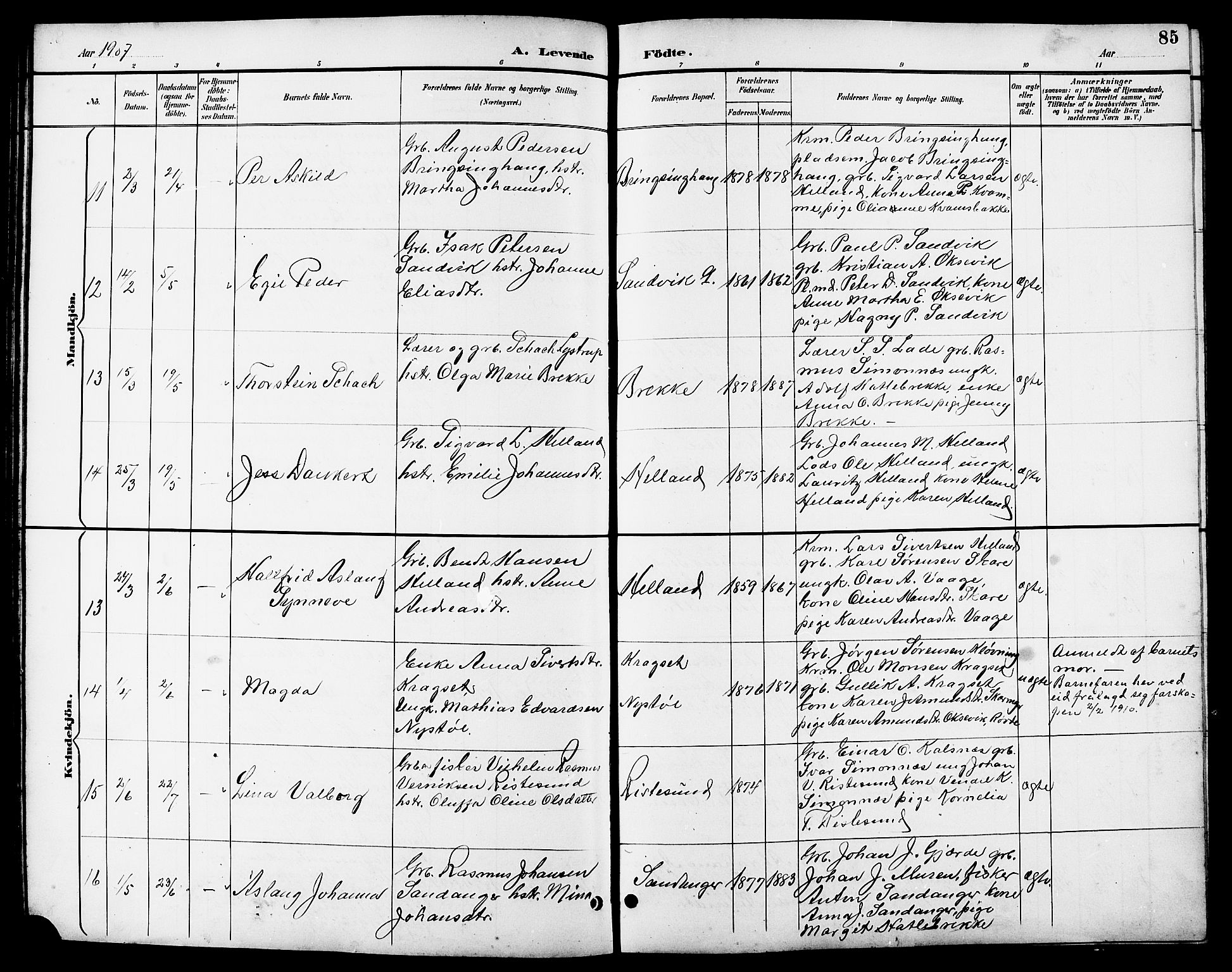 Ministerialprotokoller, klokkerbøker og fødselsregistre - Møre og Romsdal, AV/SAT-A-1454/503/L0049: Klokkerbok nr. 503C04, 1894-1915, s. 85