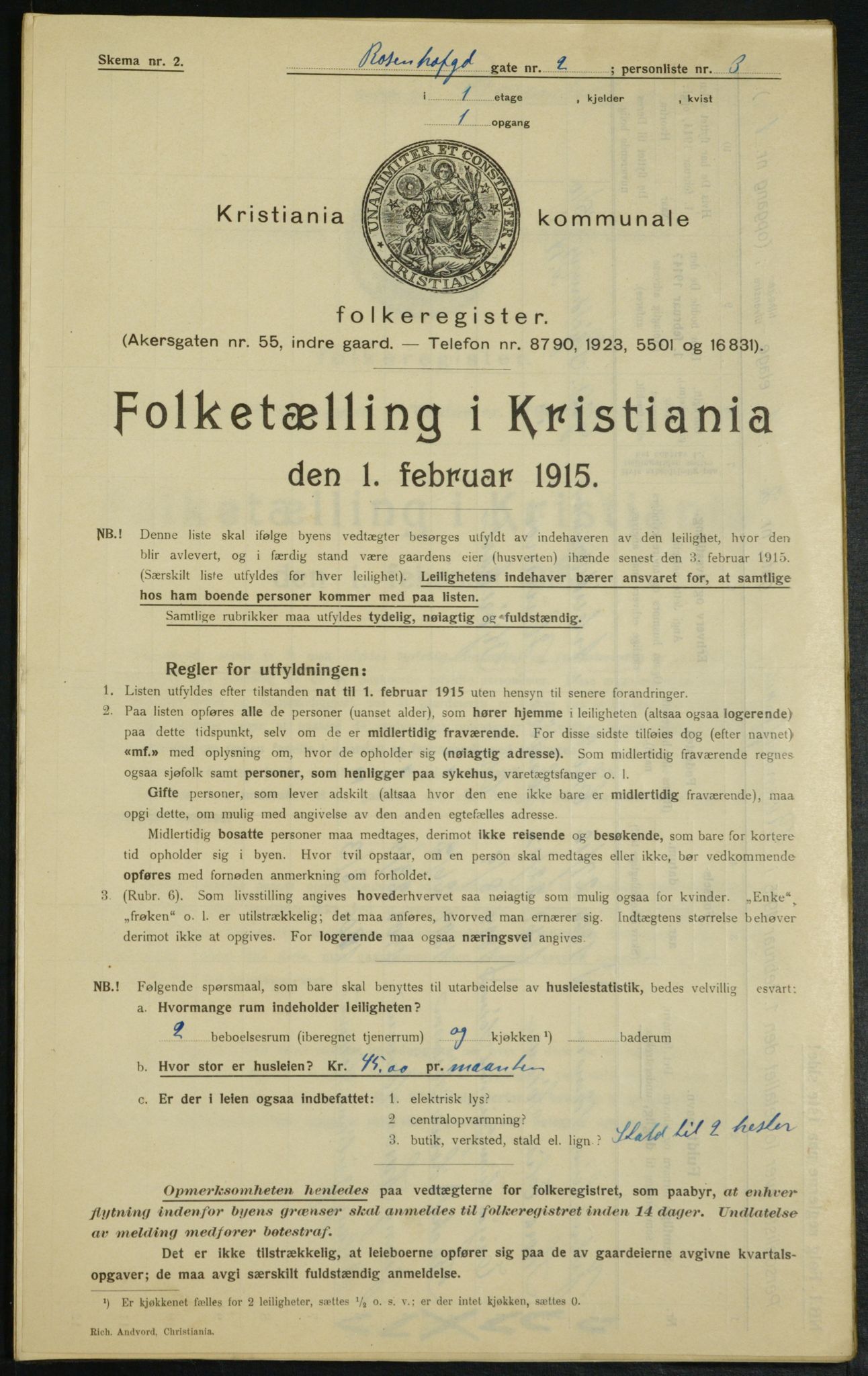 OBA, Kommunal folketelling 1.2.1915 for Kristiania, 1915, s. 83396