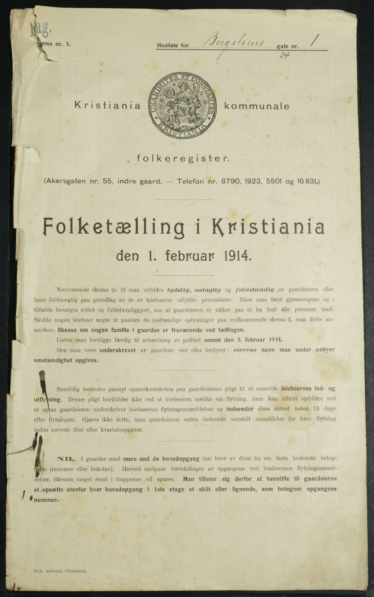 OBA, Kommunal folketelling 1.2.1914 for Kristiania, 1914, s. 4011