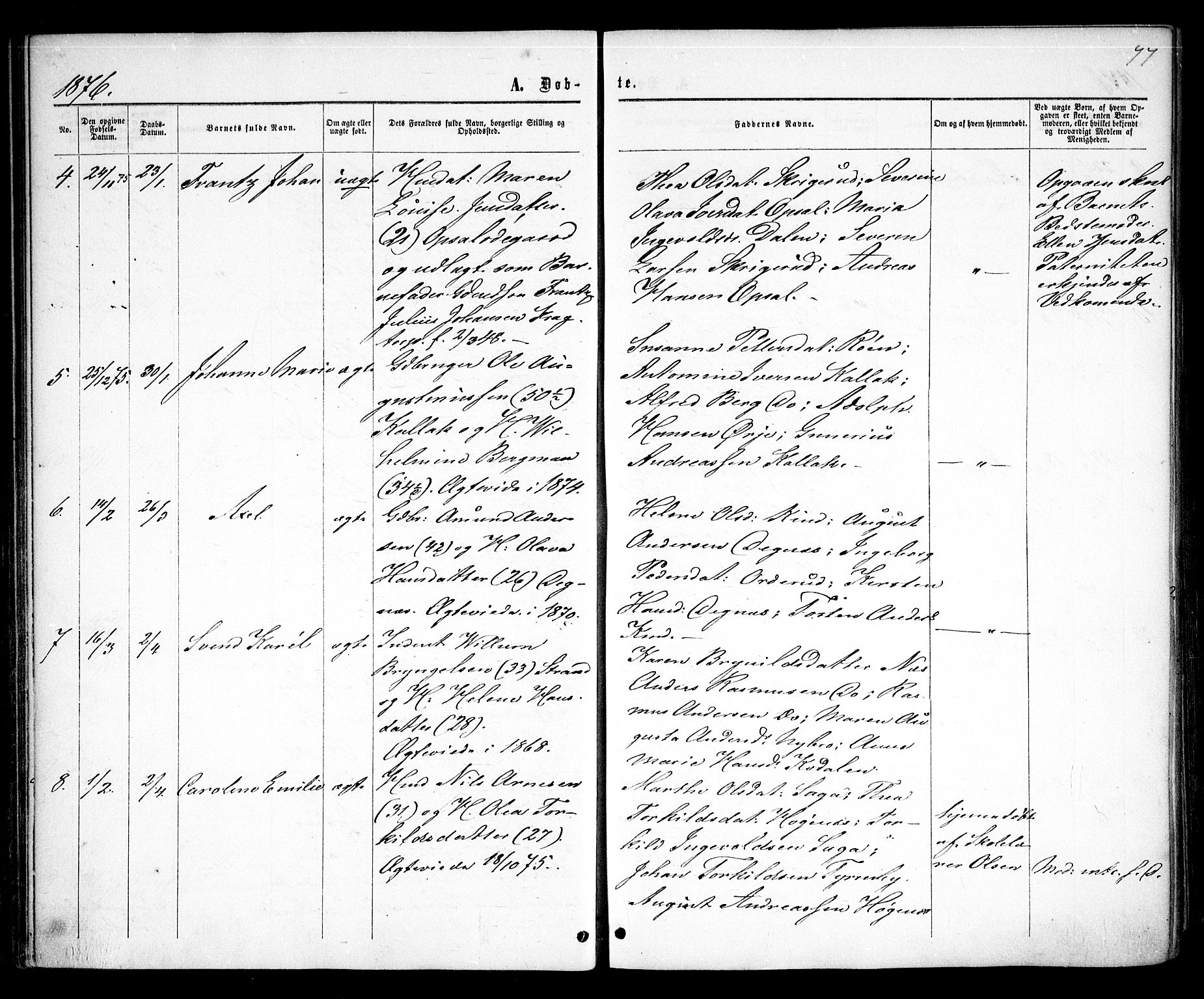 Rødenes prestekontor Kirkebøker, AV/SAO-A-2005/F/Fa/L0008: Ministerialbok nr. I 8, 1869-1879, s. 77