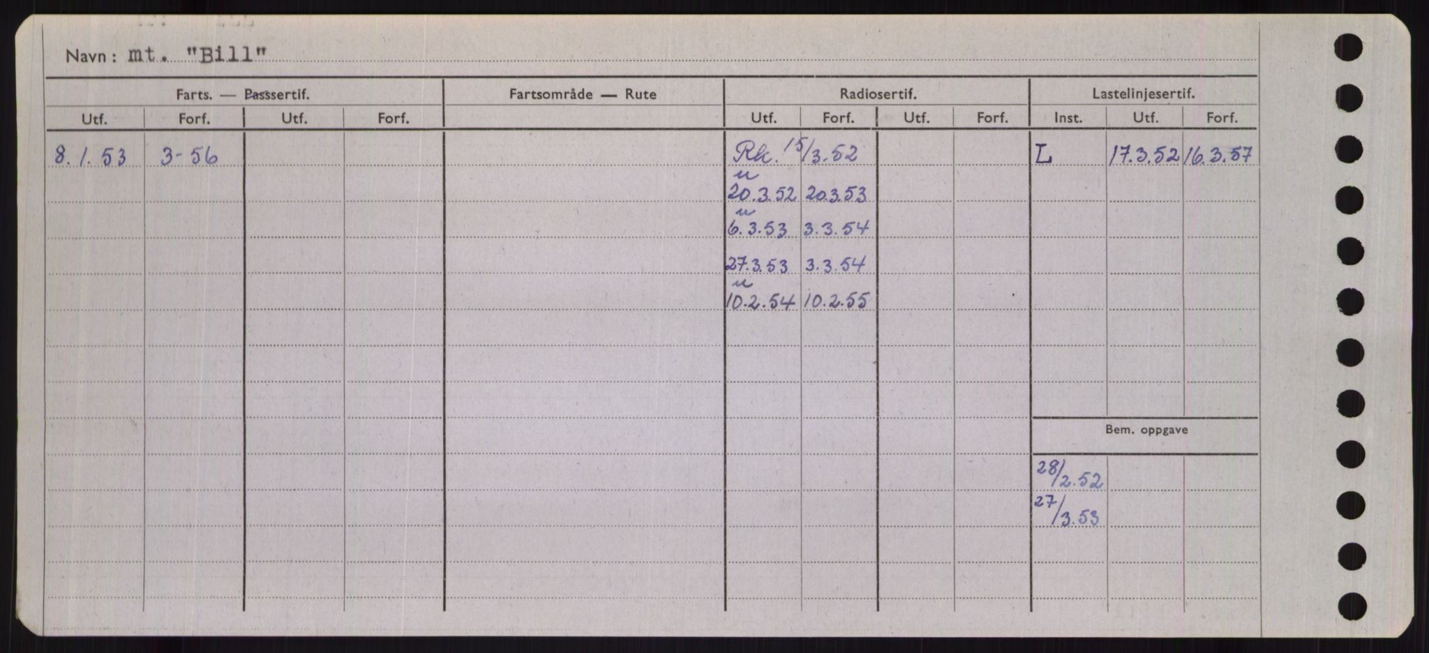 Sjøfartsdirektoratet med forløpere, Skipsmålingen, RA/S-1627/H/Hb/L0001: Fartøy, A-D, s. 254