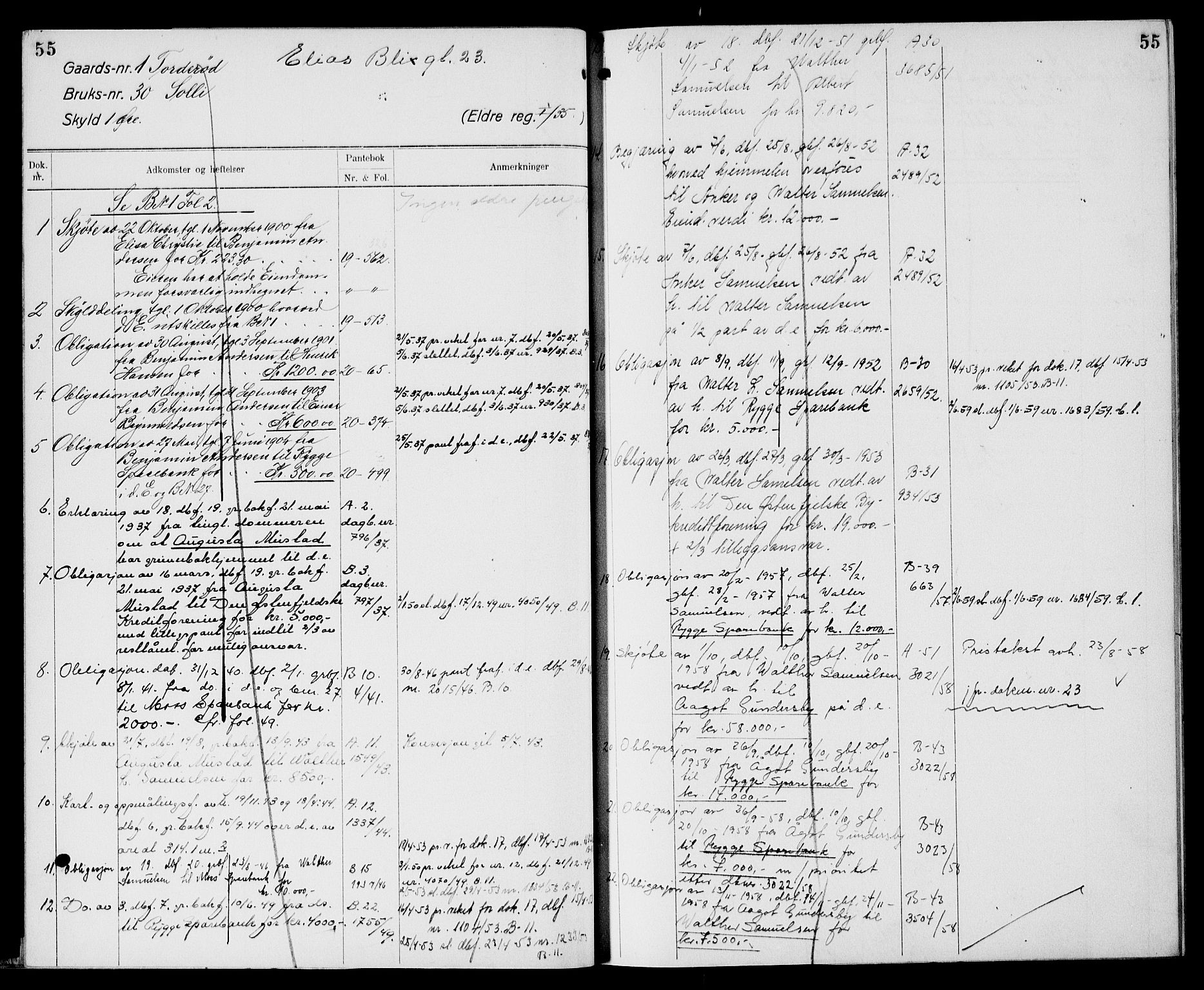Moss sorenskriveri, AV/SAO-A-10168: Panteregister nr. XI 1, 1788-1961, s. 55