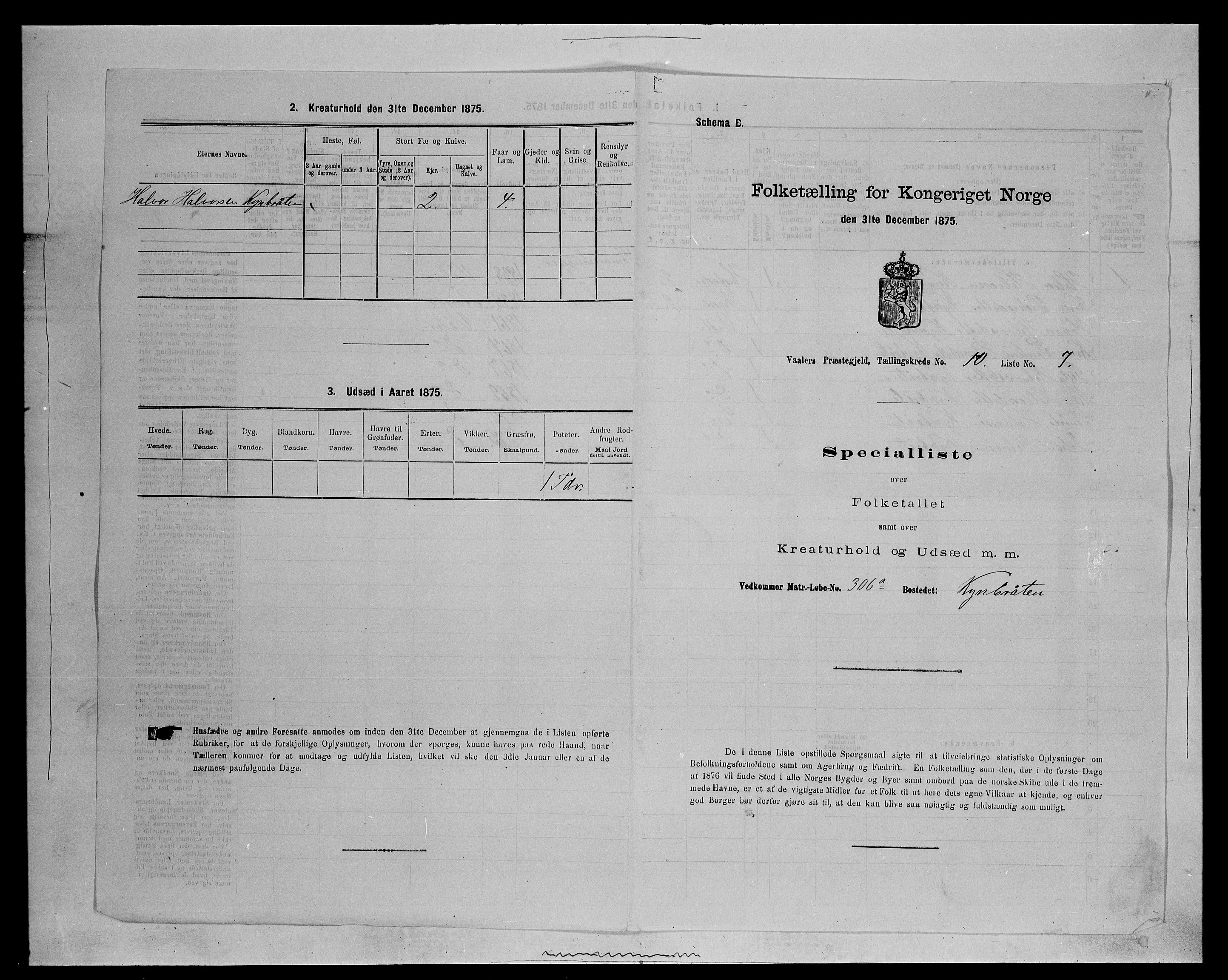 SAH, Folketelling 1875 for 0426P Våler prestegjeld (Hedmark), 1875, s. 1302