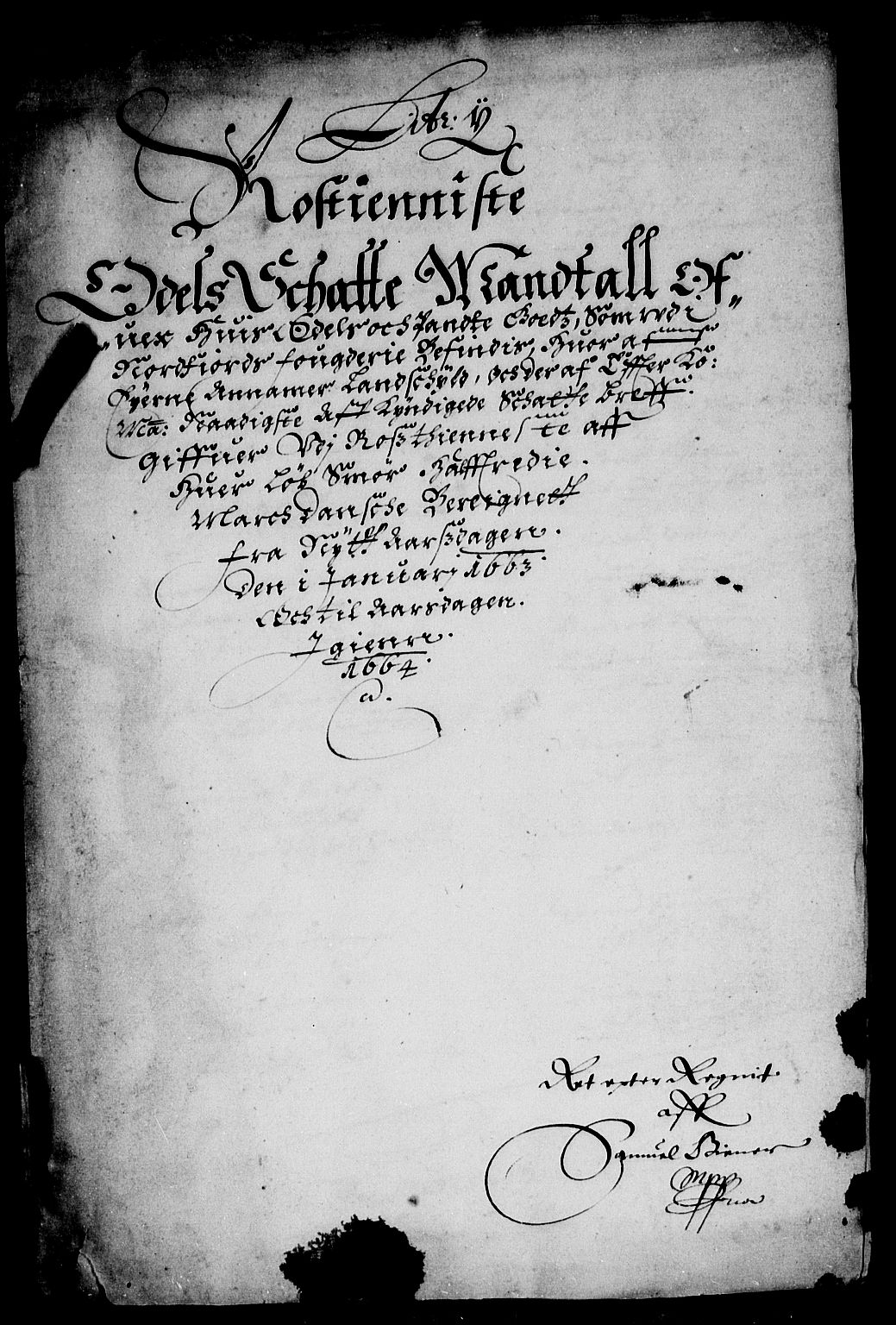 Rentekammeret inntil 1814, Reviderte regnskaper, Stiftamtstueregnskaper, Bergen stiftamt, RA/EA-6043/R/Rc/L0009: Bergen stiftamt, 1663