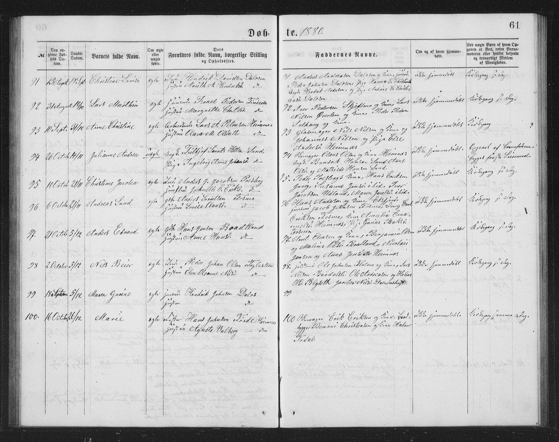 Ministerialprotokoller, klokkerbøker og fødselsregistre - Nordland, AV/SAT-A-1459/825/L0369: Klokkerbok nr. 825C06, 1873-1885, s. 61