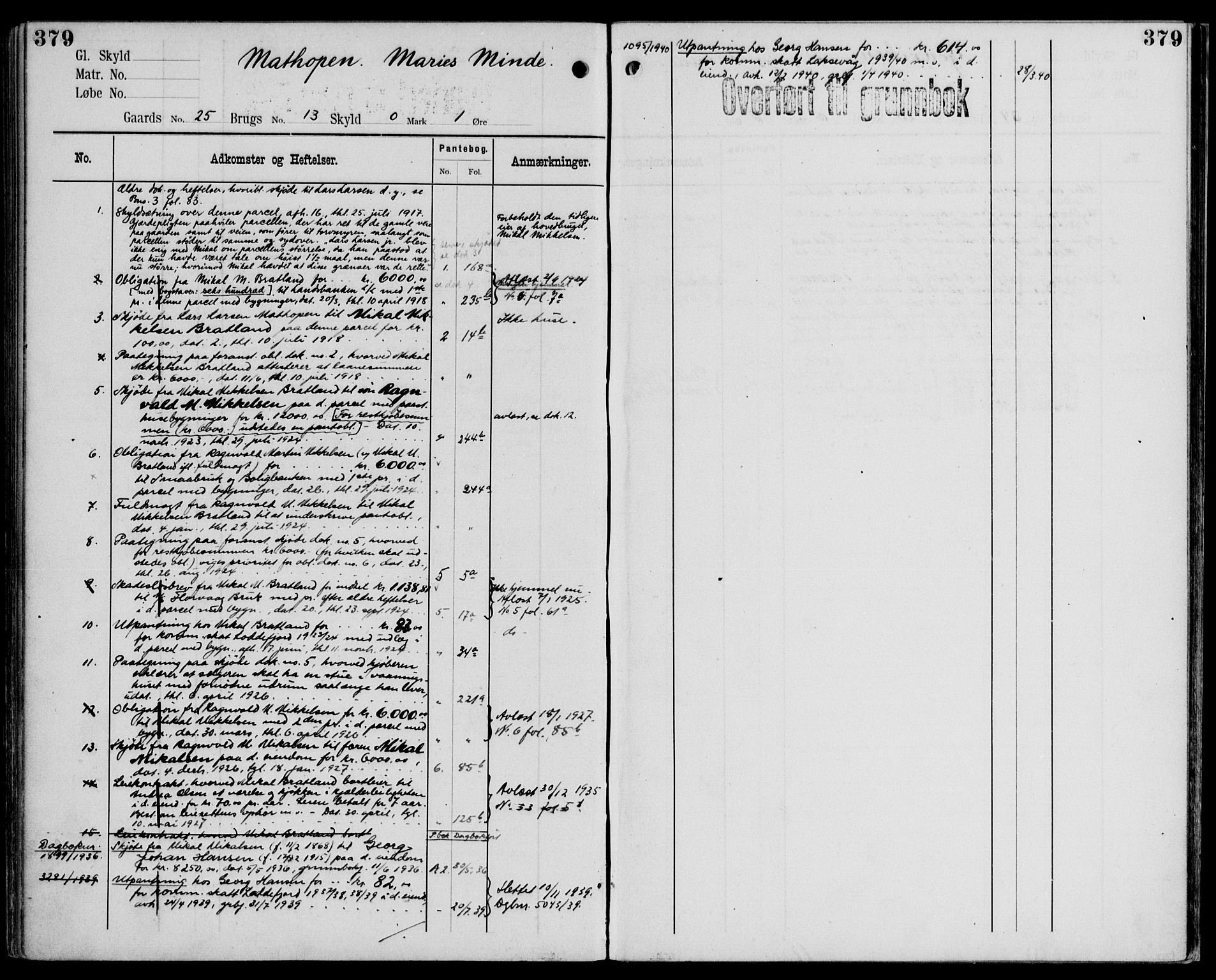 Midhordland sorenskriveri, AV/SAB-A-3001/1/G/Ga/Gab/L0107: Panteregister nr. II.A.b.107, s. 379