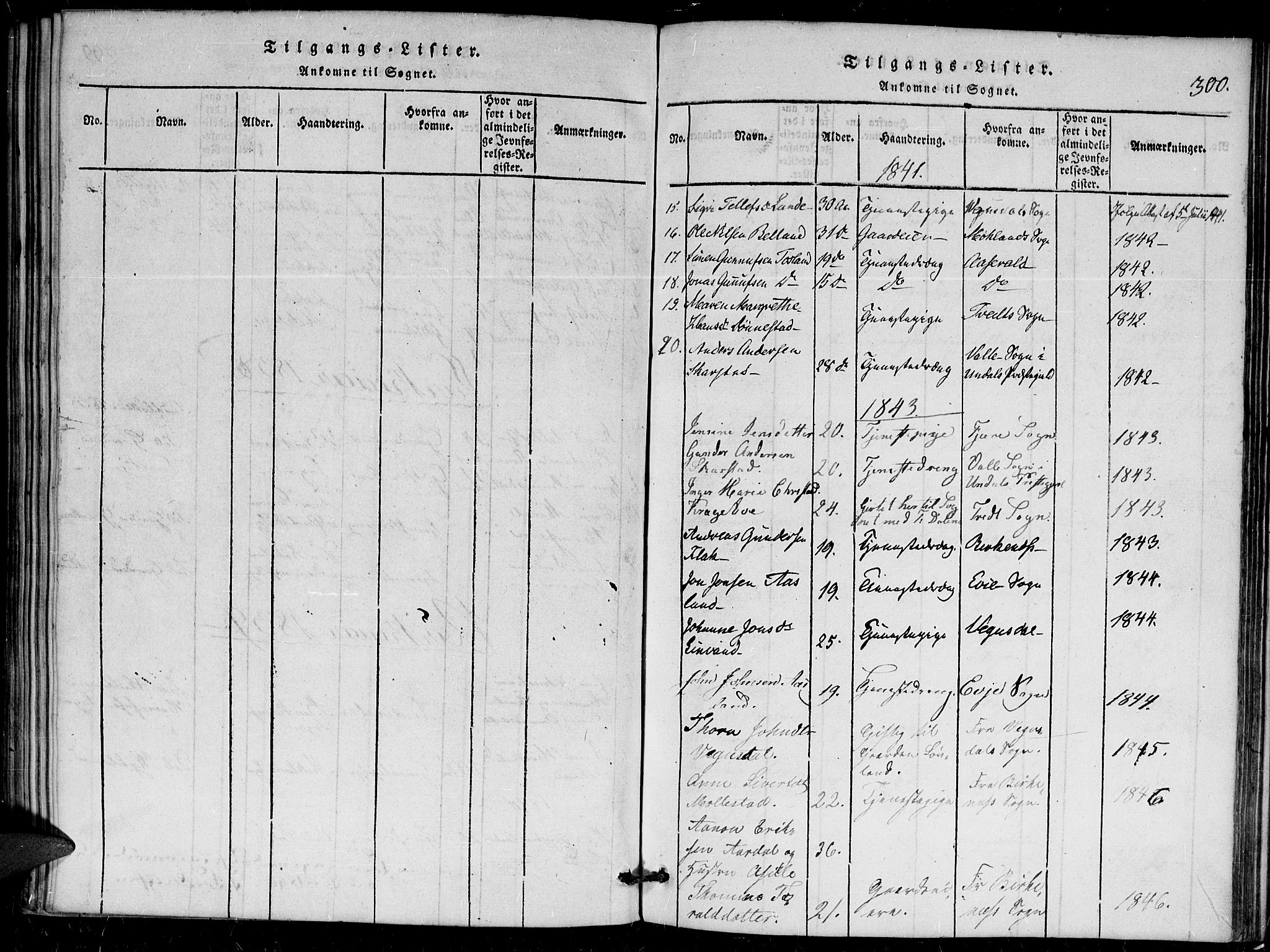 Herefoss sokneprestkontor, SAK/1111-0019/F/Fa/Faa/L0001: Ministerialbok nr. A 1, 1816-1860, s. 300