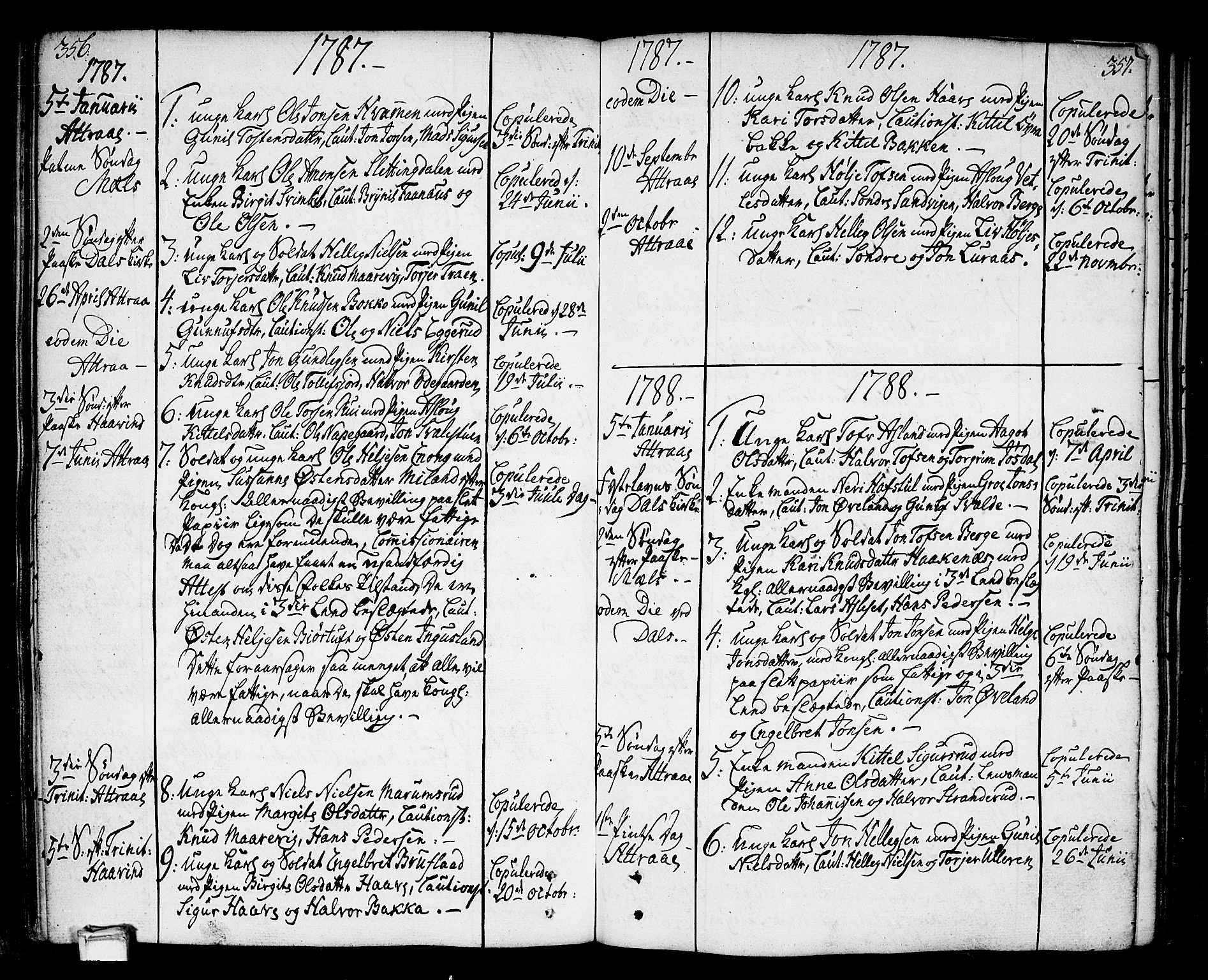 Tinn kirkebøker, AV/SAKO-A-308/F/Fa/L0002: Ministerialbok nr. I 2, 1757-1810, s. 356-357
