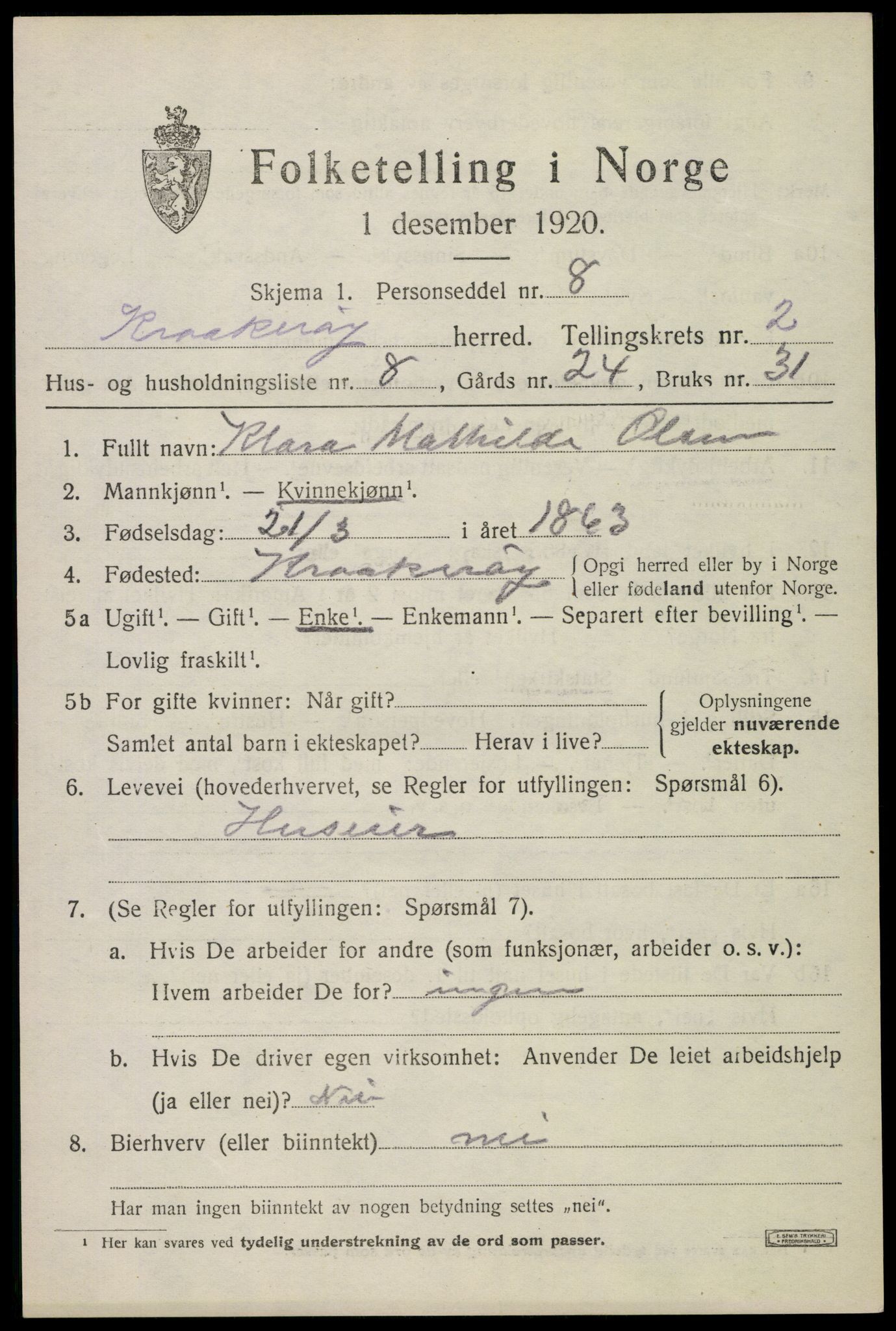 SAO, Folketelling 1920 for 0133 Kråkerøy herred, 1920, s. 2704