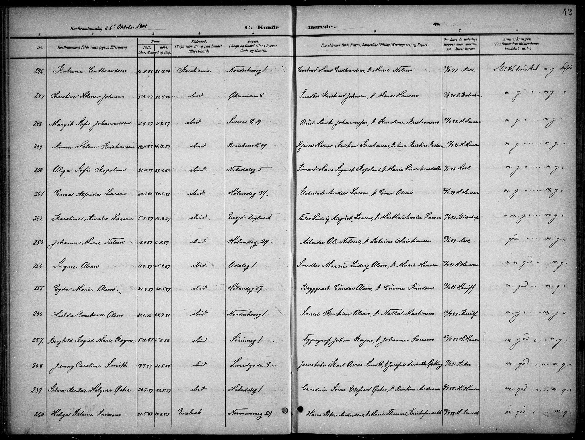 Kampen prestekontor Kirkebøker, AV/SAO-A-10853/F/Fa/L0009: Ministerialbok nr. I 9, 1899-1911, s. 42