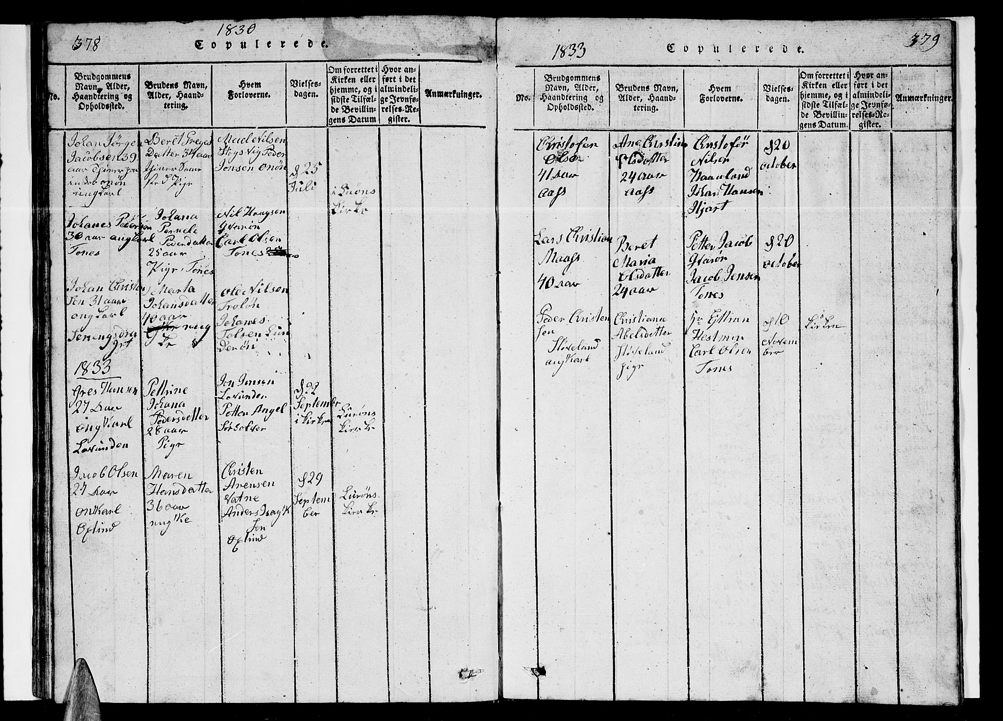 Ministerialprotokoller, klokkerbøker og fødselsregistre - Nordland, SAT/A-1459/839/L0571: Klokkerbok nr. 839C01, 1820-1840, s. 378-379