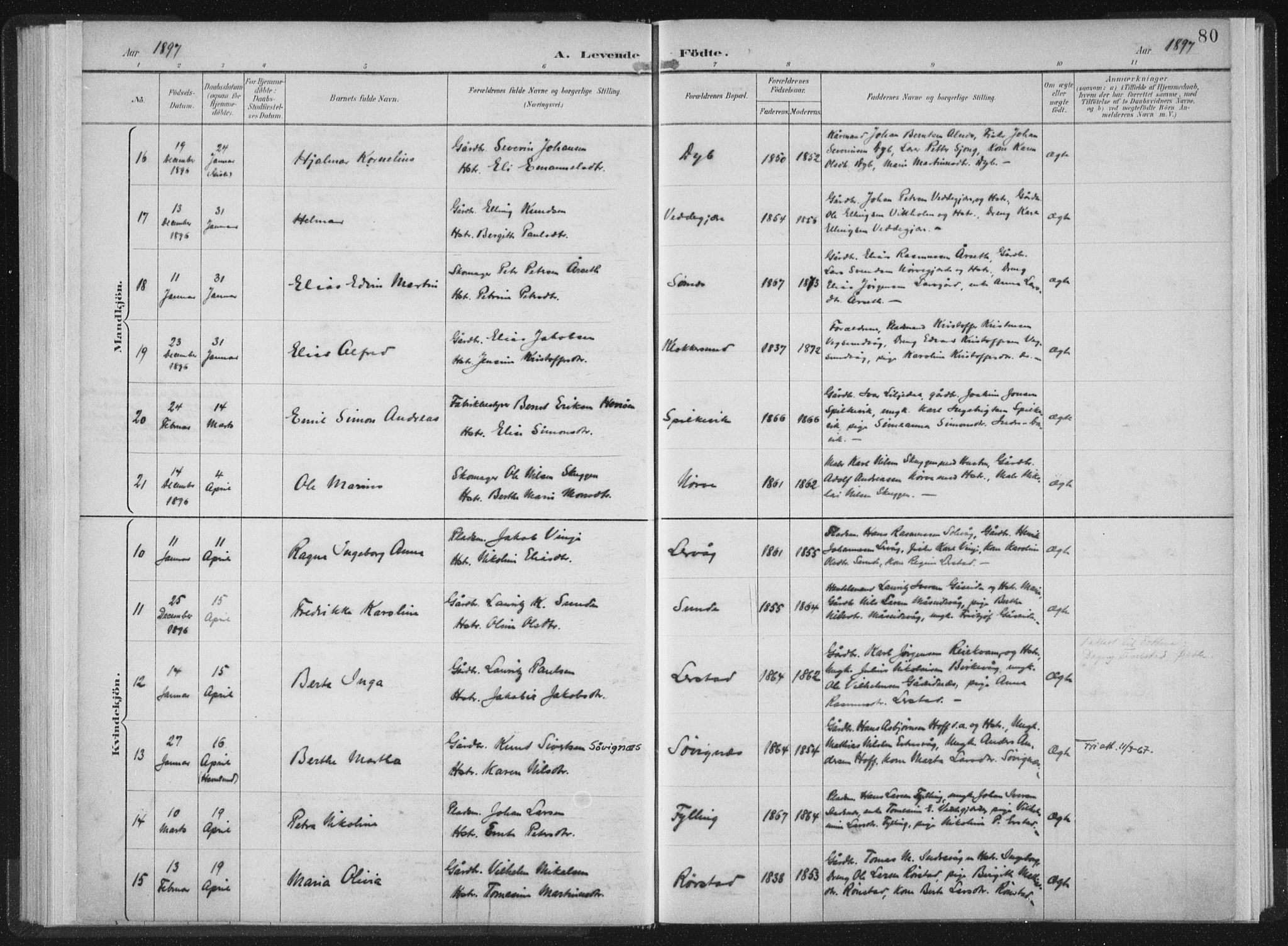 Ministerialprotokoller, klokkerbøker og fødselsregistre - Møre og Romsdal, AV/SAT-A-1454/528/L0405: Ministerialbok nr. 528A14, 1891-1906, s. 80