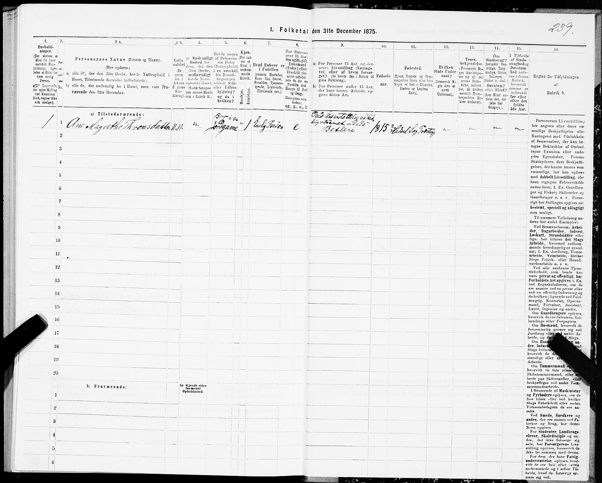 SAT, Folketelling 1875 for 1865P Vågan prestegjeld, 1875, s. 1239