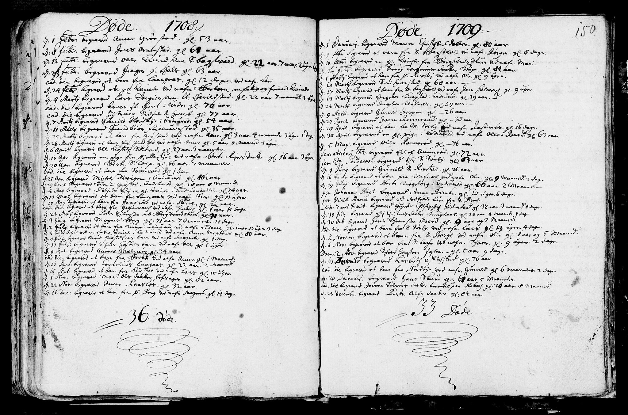 Våle kirkebøker, SAKO/A-334/F/Fa/L0002: Ministerialbok nr. I 2, 1705-1732, s. 150