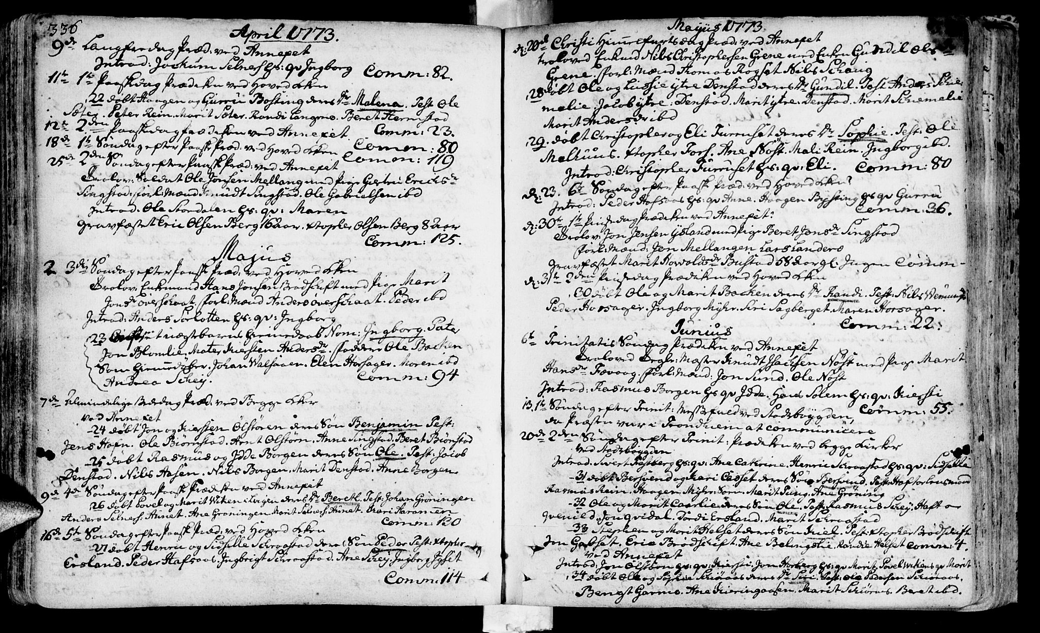 Ministerialprotokoller, klokkerbøker og fødselsregistre - Sør-Trøndelag, SAT/A-1456/646/L0605: Ministerialbok nr. 646A03, 1751-1790, s. 336-337