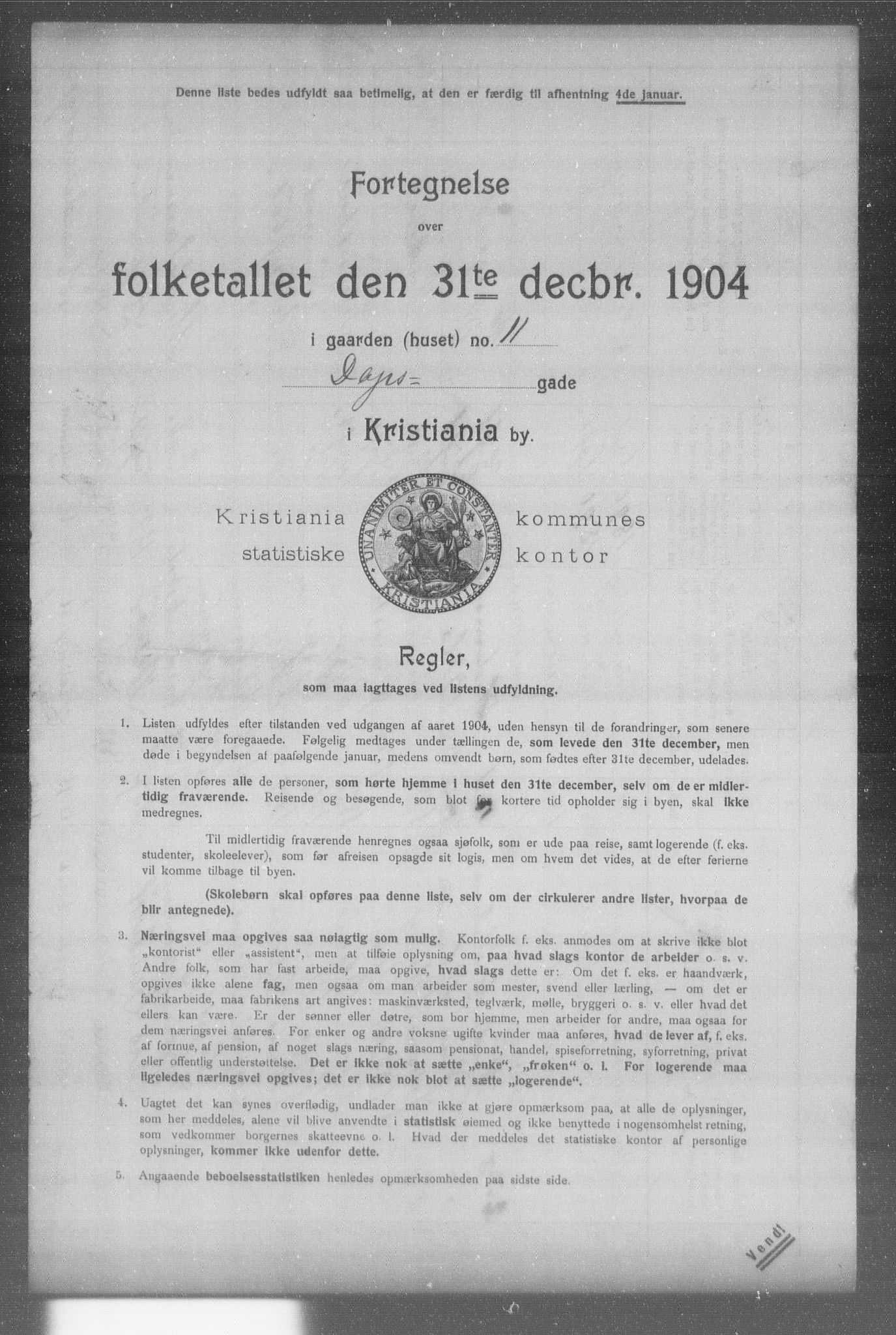 OBA, Kommunal folketelling 31.12.1904 for Kristiania kjøpstad, 1904, s. 3204
