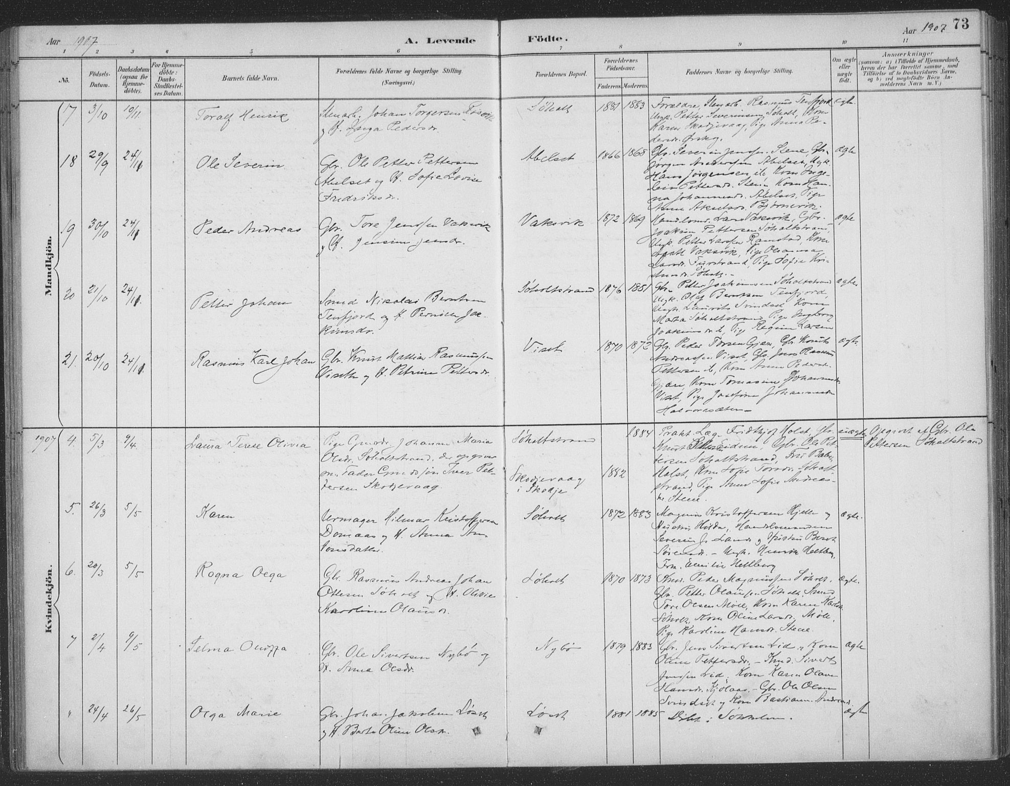 Ministerialprotokoller, klokkerbøker og fødselsregistre - Møre og Romsdal, AV/SAT-A-1454/522/L0316: Ministerialbok nr. 522A11, 1890-1911, s. 73