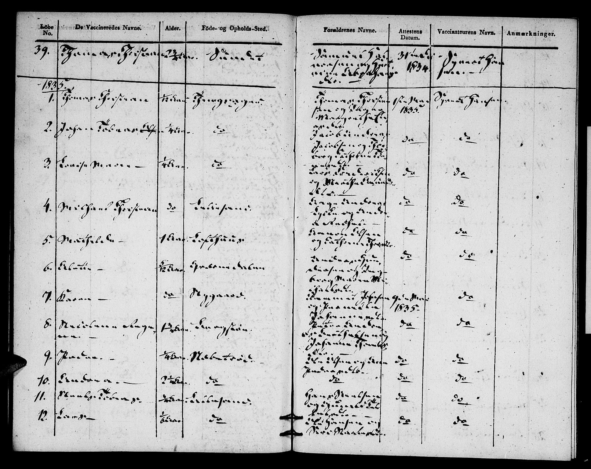 Vestre Moland sokneprestkontor, AV/SAK-1111-0046/F/Ff/L0002/0003: Vaksinasjonsprotokoll nr. A VI 3, 1830-1844