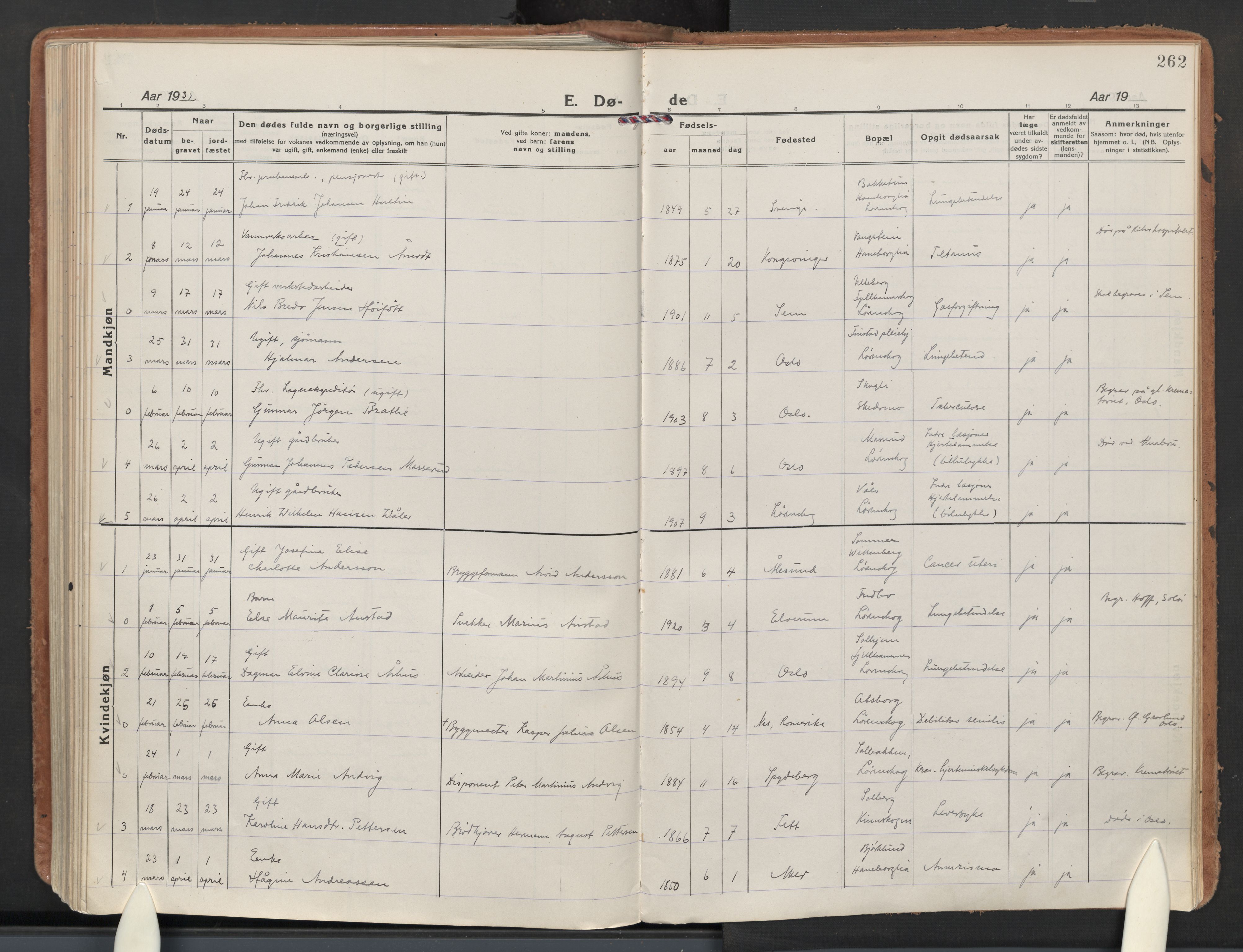 Skedsmo prestekontor Kirkebøker, AV/SAO-A-10033a/F/Fb/L0003: Ministerialbok nr. II 3, 1921-1936, s. 262