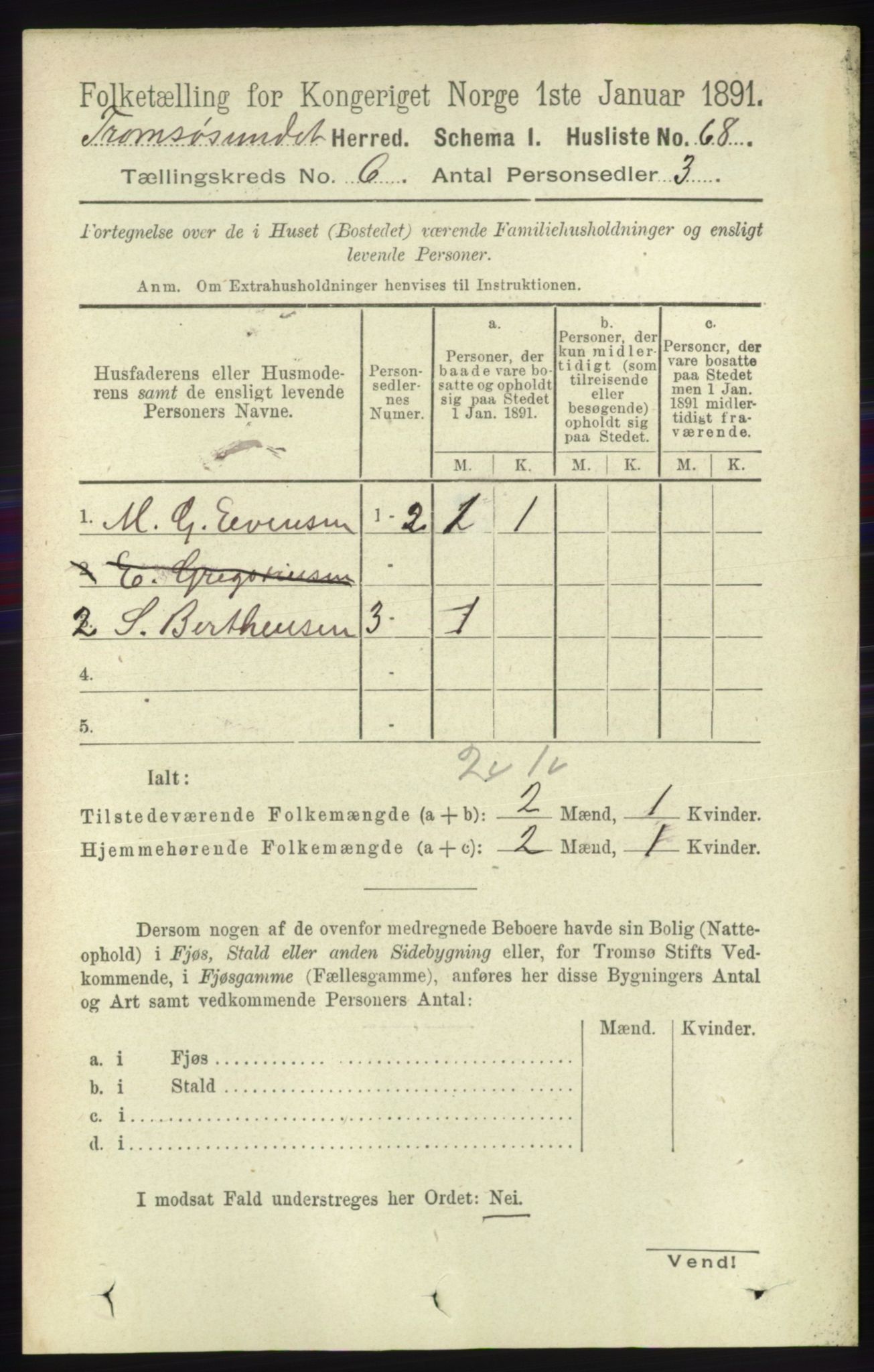 RA, Folketelling 1891 for 1934 Tromsøysund herred, 1891, s. 2983