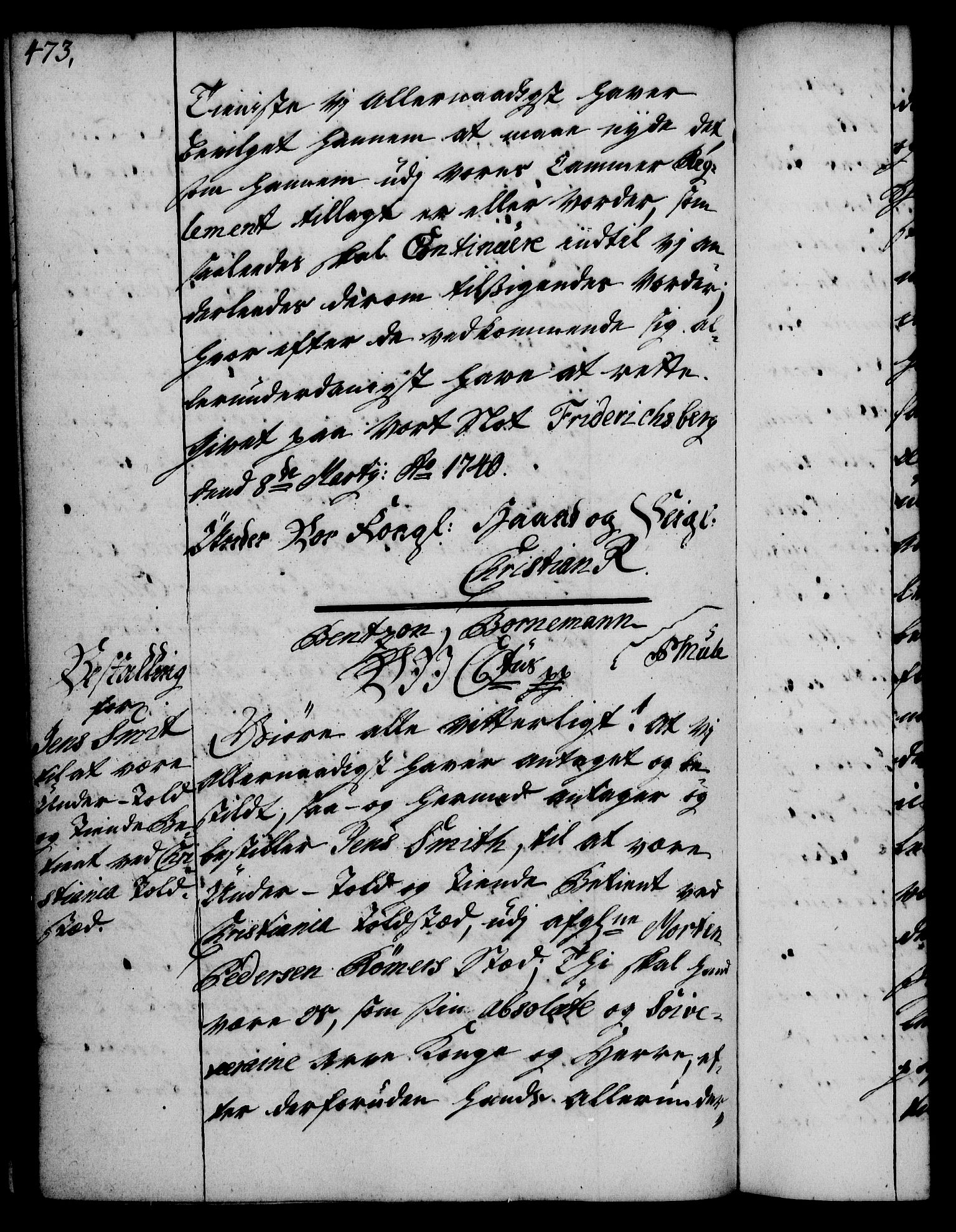 Rentekammeret, Kammerkanselliet, RA/EA-3111/G/Gg/Gge/L0002: Norsk bestallingsprotokoll med register (merket RK 53.26), 1730-1744, s. 473