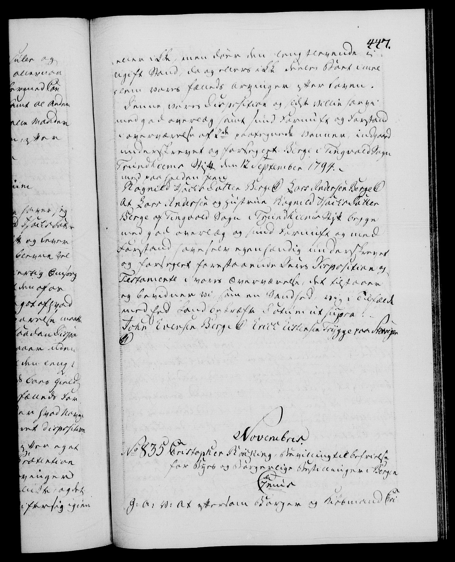 Danske Kanselli 1572-1799, RA/EA-3023/F/Fc/Fca/Fcaa/L0055: Norske registre, 1794, s. 447a