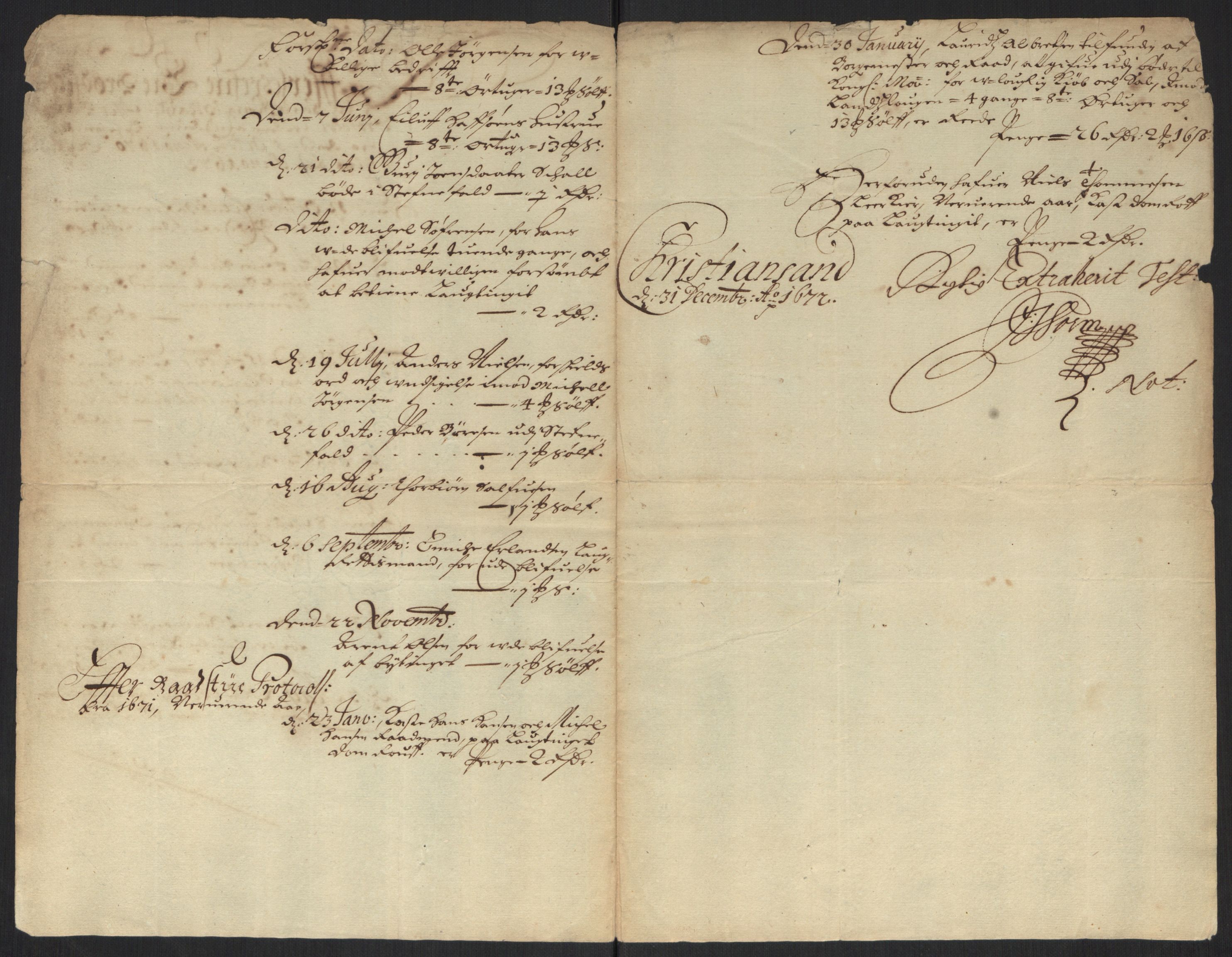 Rentekammeret inntil 1814, Reviderte regnskaper, Byregnskaper, AV/RA-EA-4066/R/Rm/L0284: [M17] Sikt og sakefall, 1658-1680, s. 61