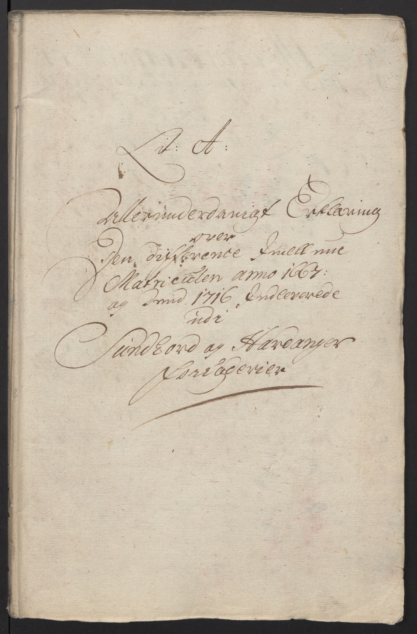 Rentekammeret inntil 1814, Reviderte regnskaper, Fogderegnskap, RA/EA-4092/R48/L2993: Fogderegnskap Sunnhordland og Hardanger, 1716, s. 3