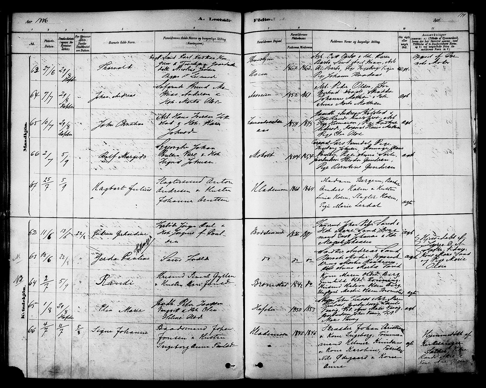 Ministerialprotokoller, klokkerbøker og fødselsregistre - Sør-Trøndelag, SAT/A-1456/606/L0294: Ministerialbok nr. 606A09, 1878-1886, s. 199
