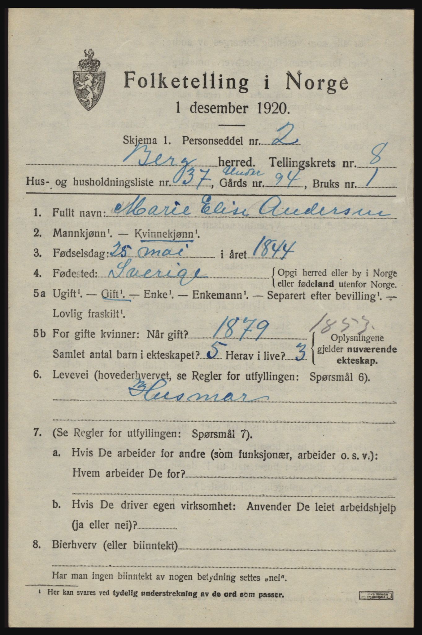SAO, Folketelling 1920 for 0116 Berg herred, 1920, s. 14395