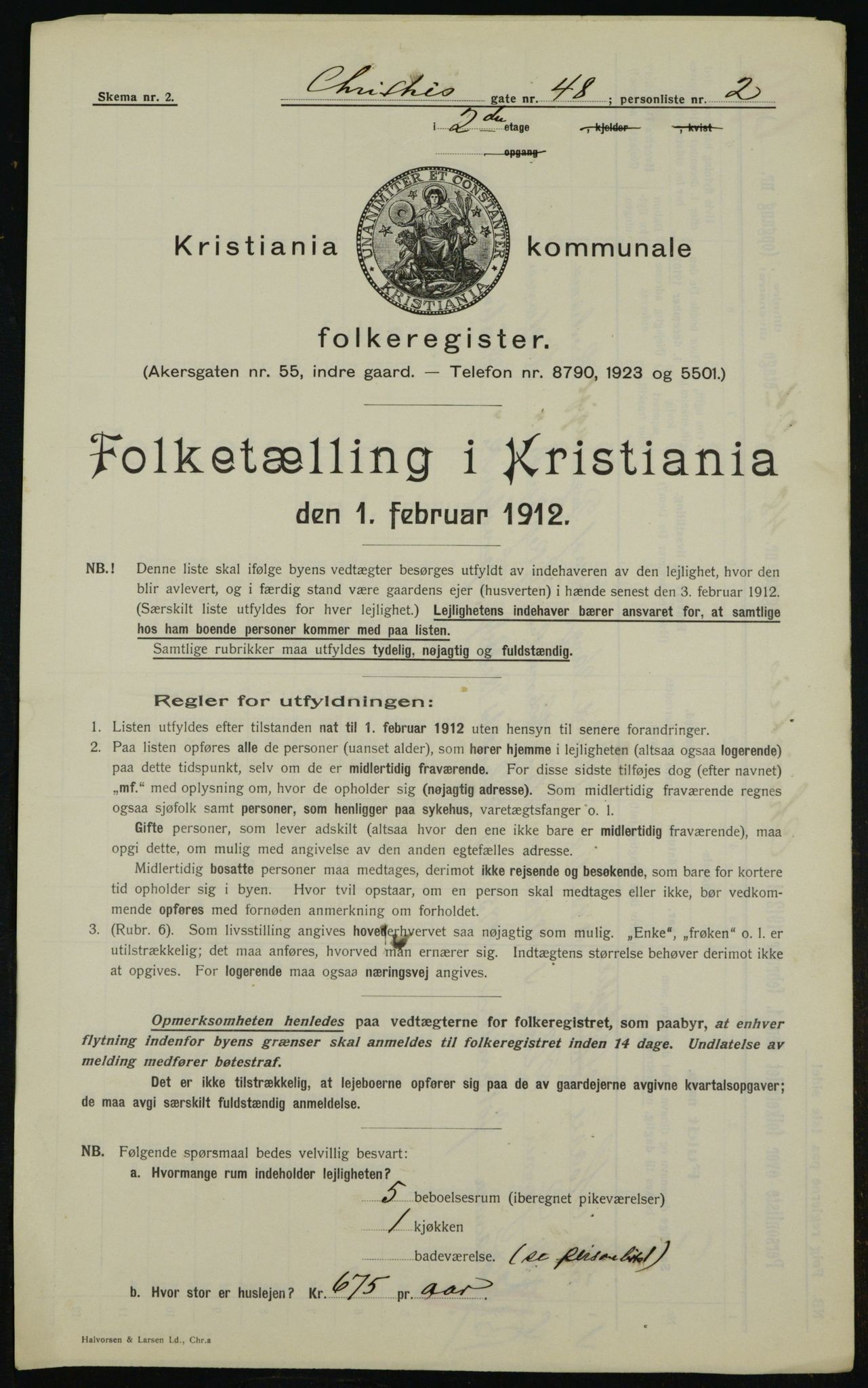 OBA, Kommunal folketelling 1.2.1912 for Kristiania, 1912, s. 12606