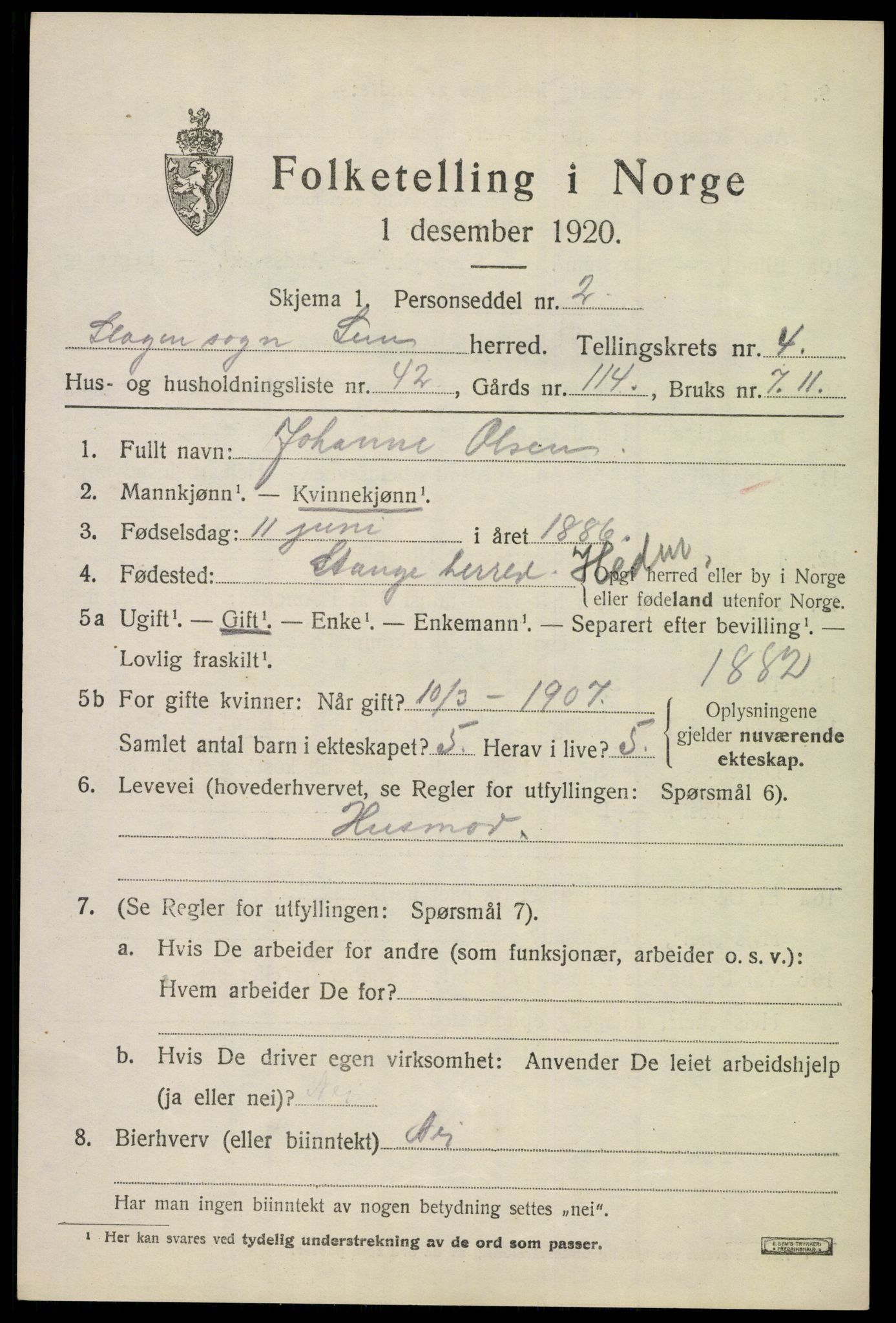 SAKO, Folketelling 1920 for 0721 Sem herred, 1920, s. 7525